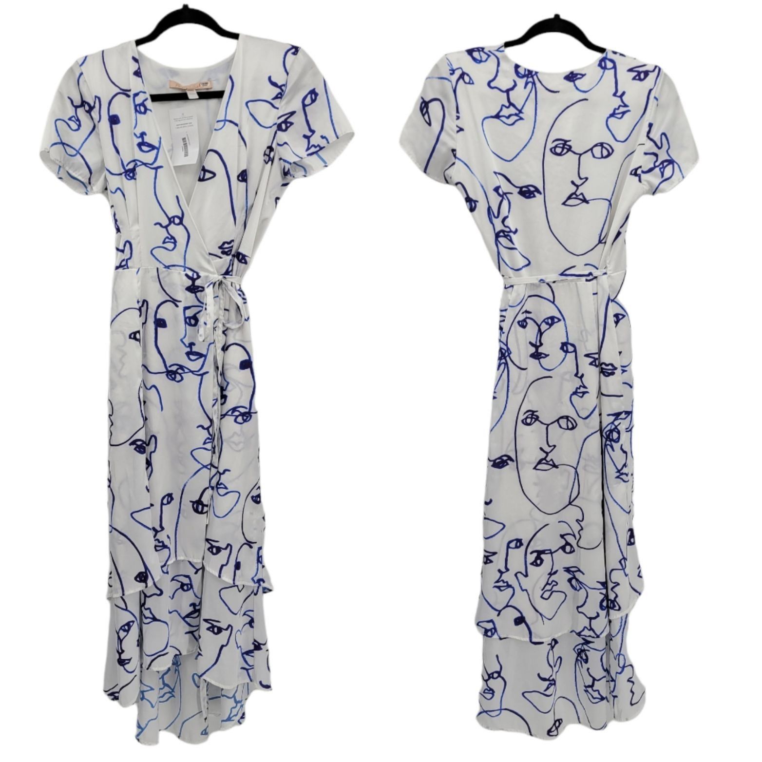 Hutch Hutch Printed Rosa Dress Sz XS White Artsy Wrap Short Sleeve Size XS / US 0-2 / IT 36-38 - 3 Thumbnail