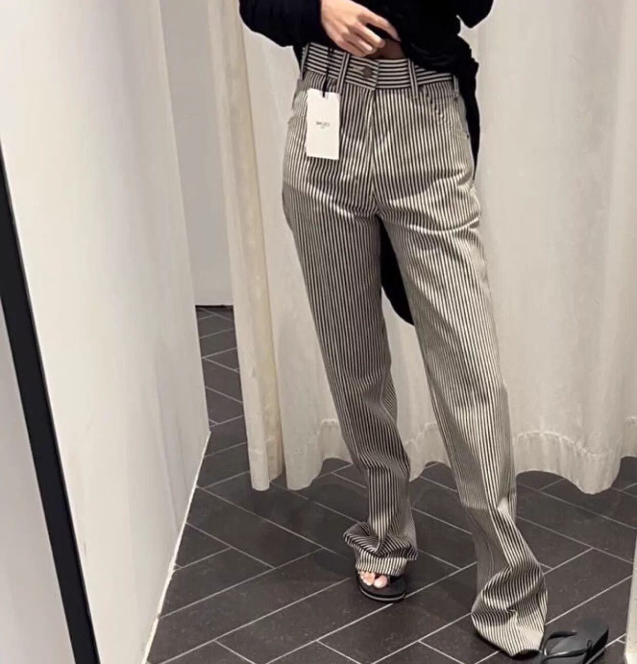 Celine Celine Wmns All-Over Print B&W Strip Logo Pants 27 Size 27" / US 4 / IT 40 - 2 Thumbnail