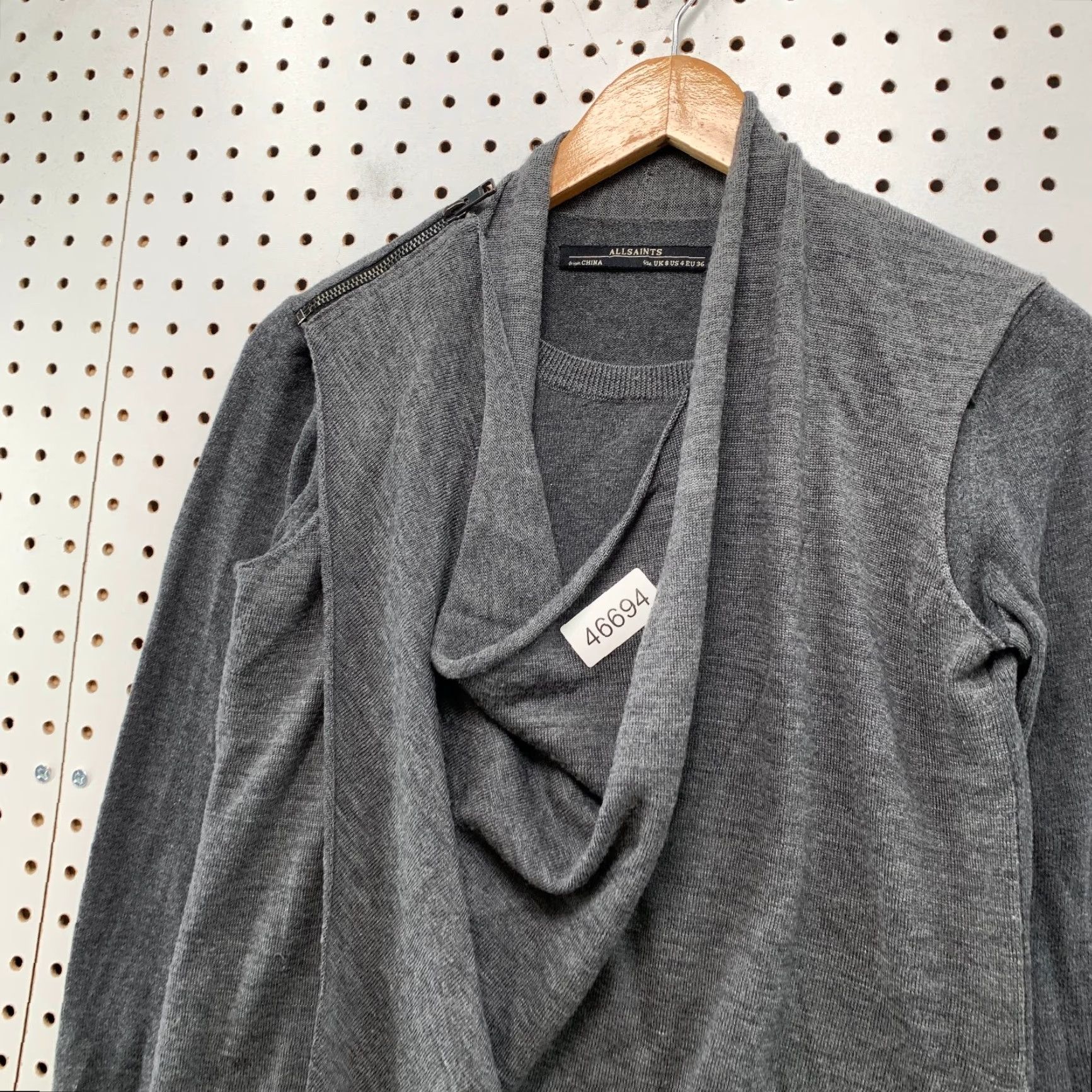 Allsaints AllSaints Wool Sweater Dress Black Gray Women 4 Zipper Shoulder Drina Drape Knit Crew Neck Short Dress A-Line Wool dress Womens 90s? Size S / US 4 / IT 40 - 7 Thumbnail