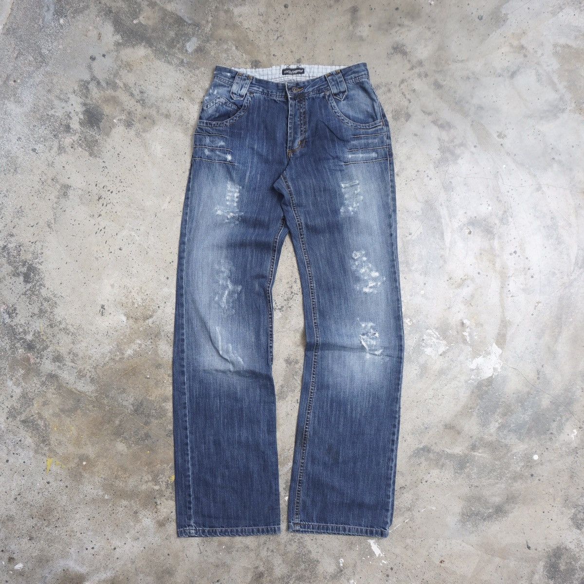 image of Dolce Gabbana Distressed Jeans in Blue Jean, Men's (Size 30)