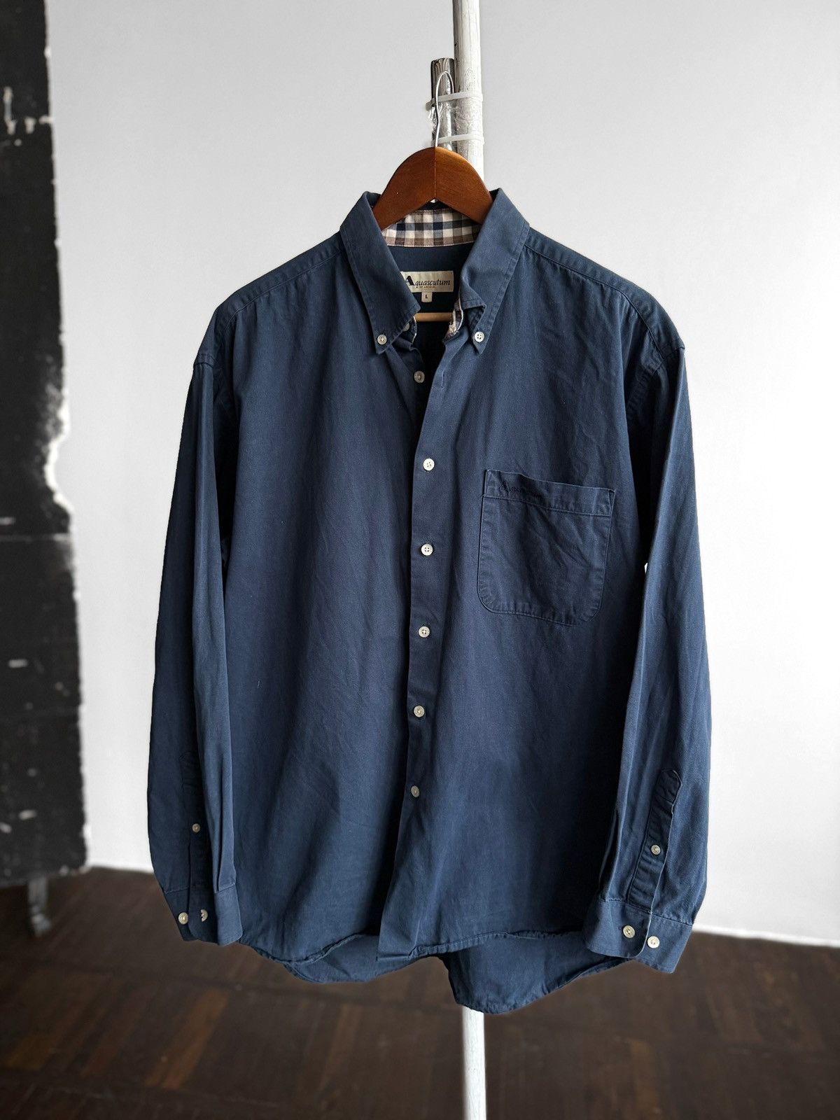 Aquascutum Aquascutum of London Mens Navy Blue Brushed Cotton Shirt Size US L / EU 52-54 / 3 - 1 Thumbnail
