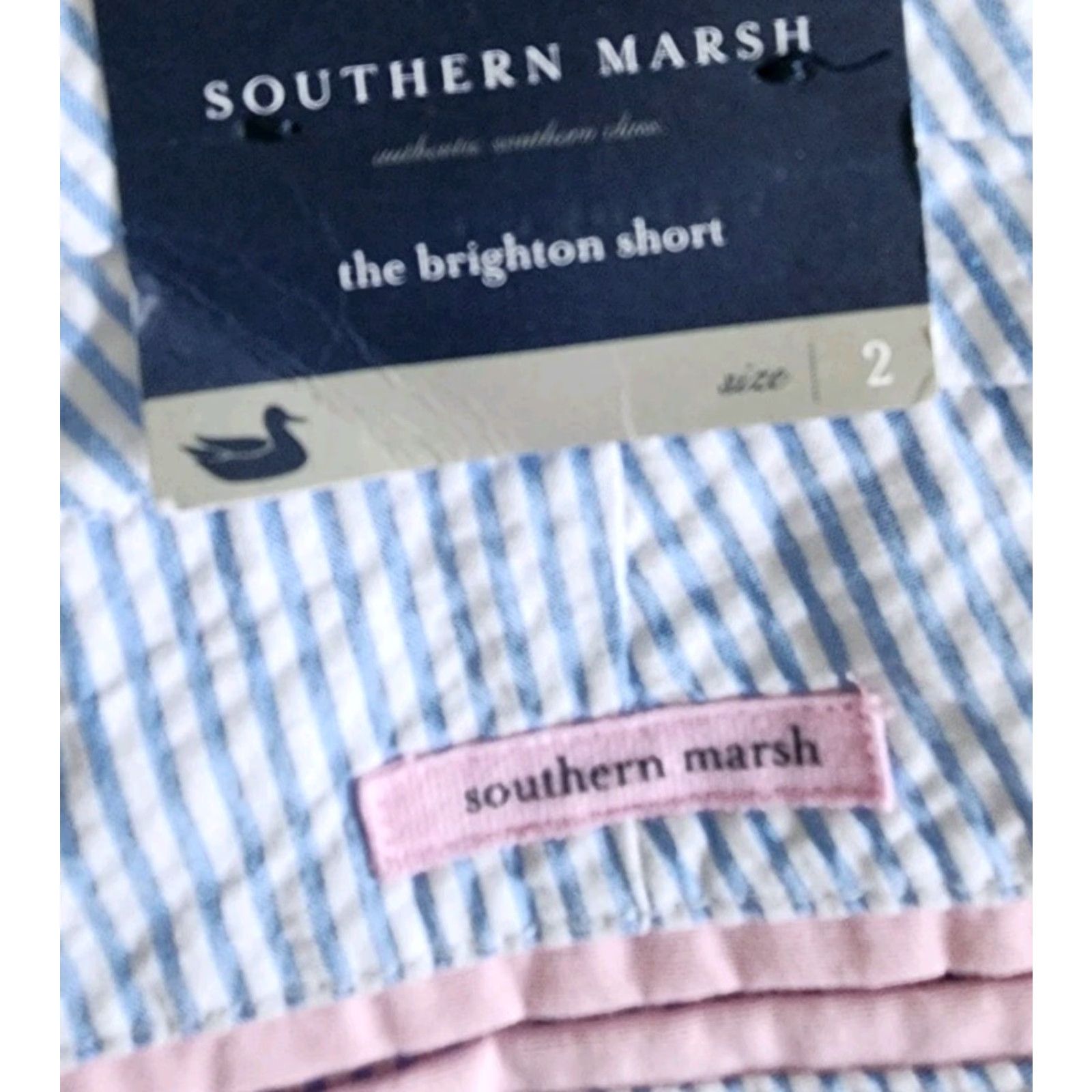 Southern Marsh Brighton Short The Women’s Striped Pink Trim Seersucker SZ 2