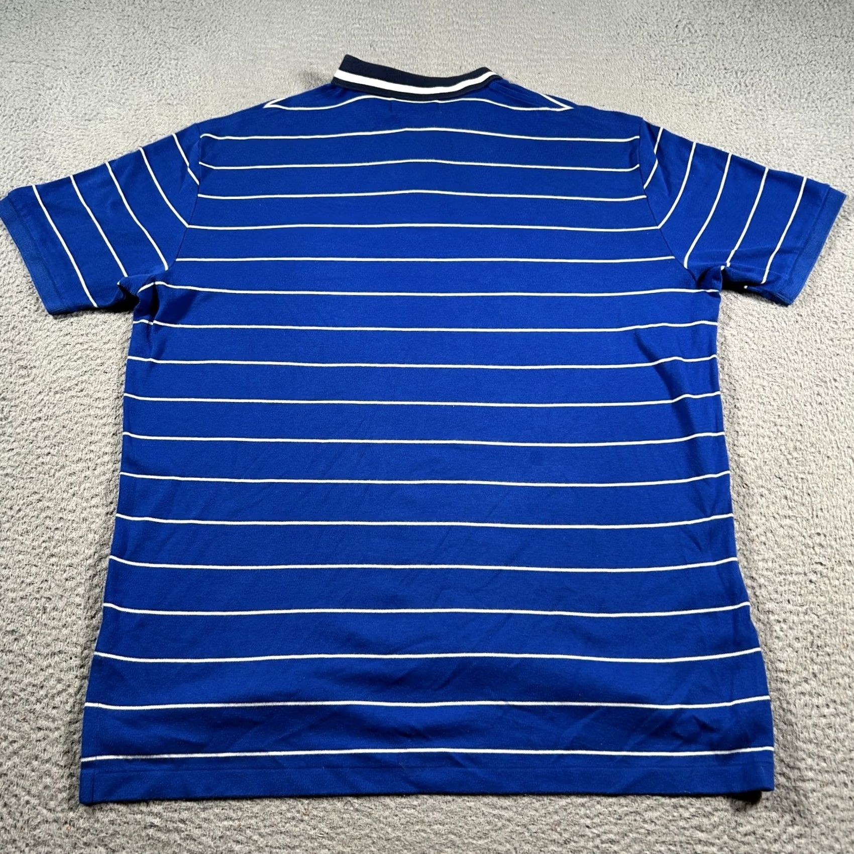 Polo Ralph Lauren Polo Ralph Lauren Polo Shirt Mens XL Blue Striped Cotton High Low Hem Golf Shirt Short Sleeve Casual Currentsals Size US XL / EU 56 / 4 - 2 Thumbnail