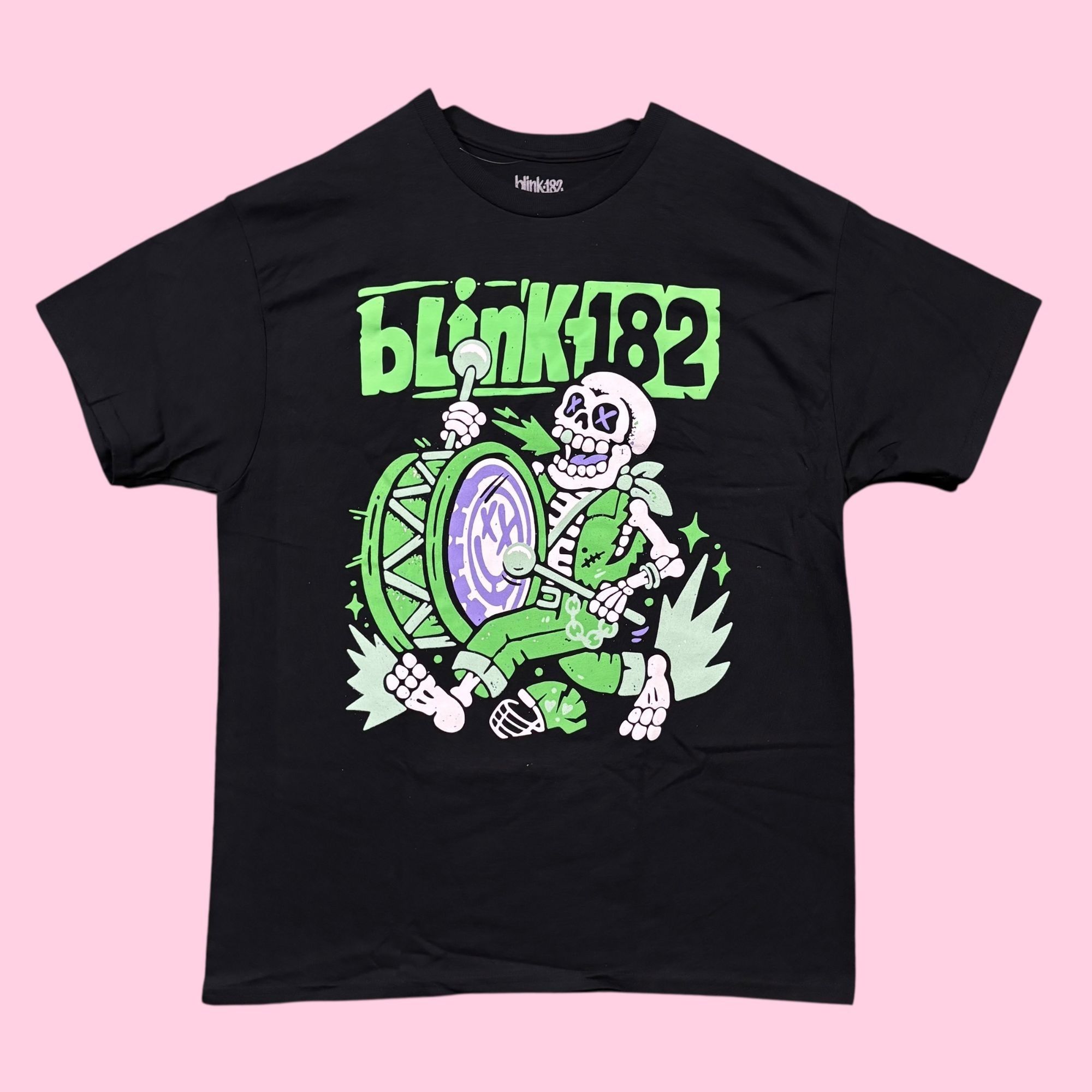 Band Tees Blink-182 Skeleton Marching Drummer Punk Rock Band Tee L Size US L / EU 52-54 / 3 - 1 Thumbnail
