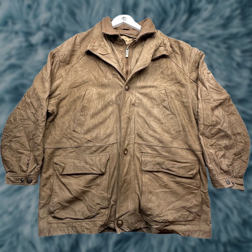 Vintage VINTAGE Reed Leather Barn Chore Coat Jacket Mens XL Khaki Tan Butter Soft Heavy Lined Coat Size US XL / EU 56 / 4 - 1 Thumbnail