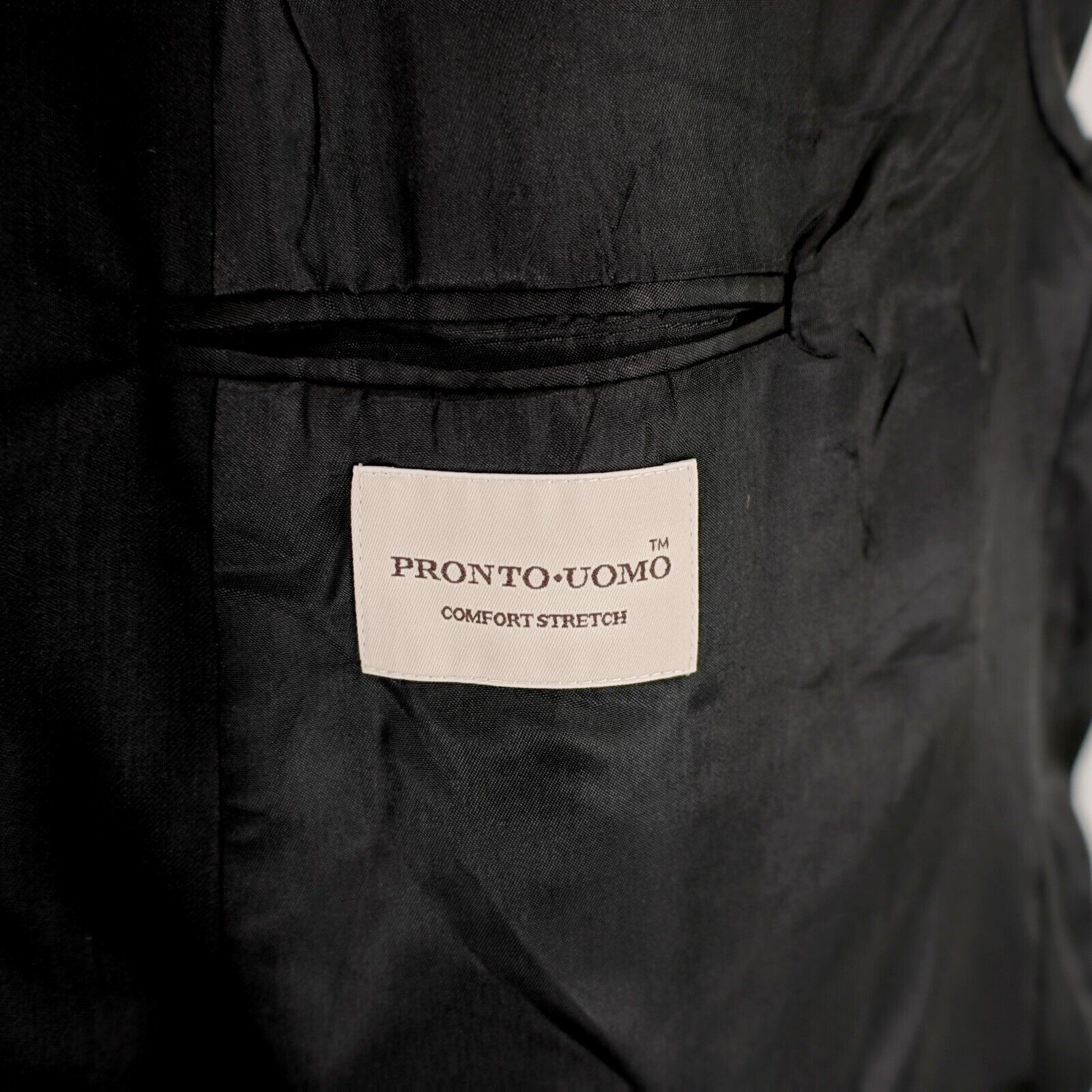 Pronto Uomo Pronto Uomo Comfort Stretch Worsted Wool Black 56L Portly 2 Size 54L - 8 Thumbnail