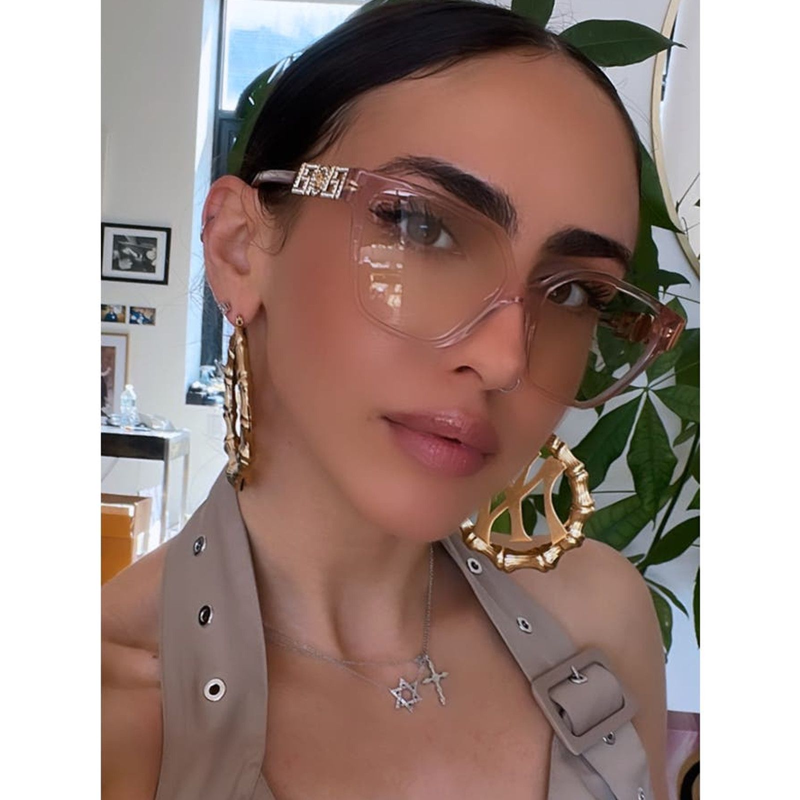 Versace NEW Versace VE3358-B Pink Crystal Strass Oversized Frames Size ONE SIZE - 1 Thumbnail