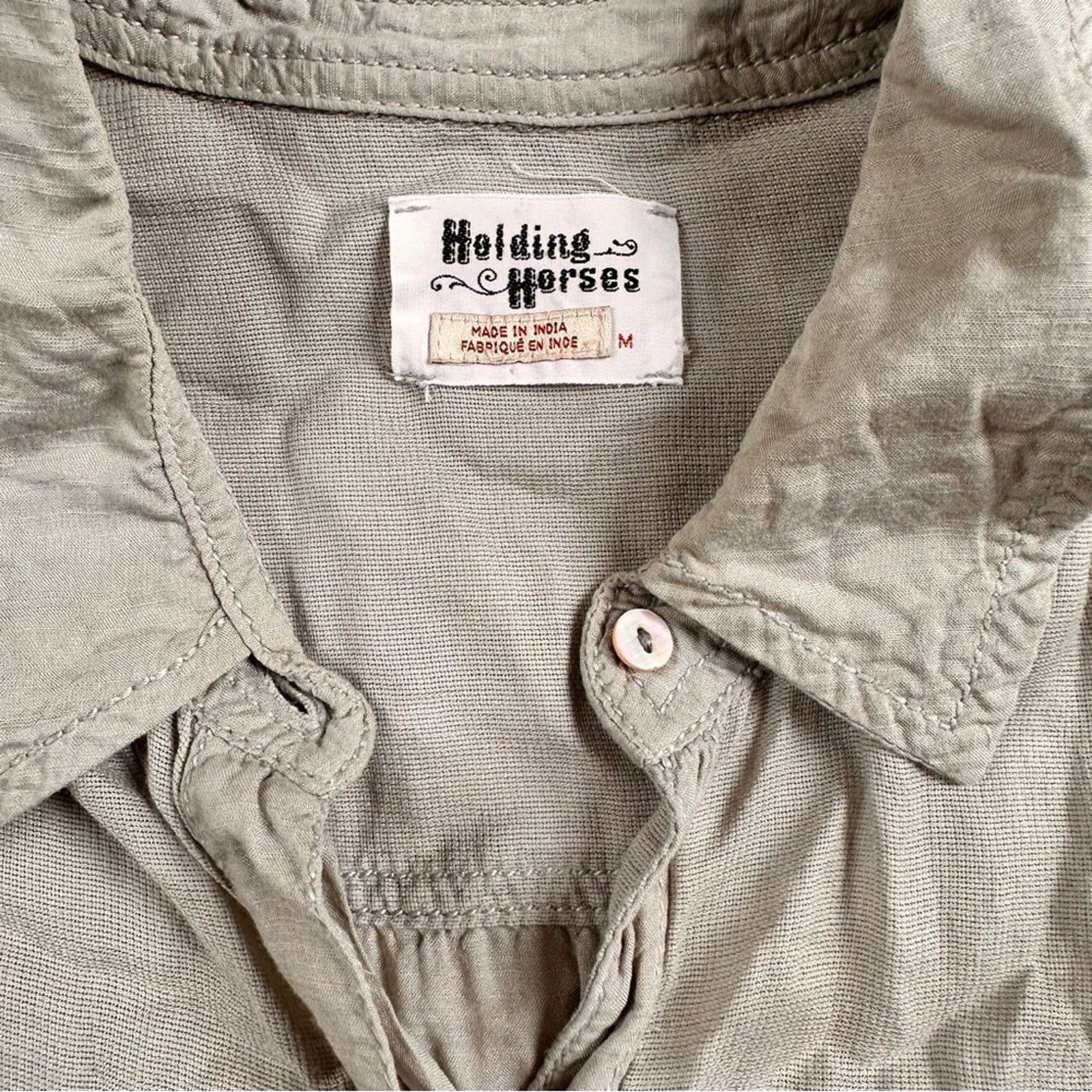 Anthropologie Anthropologie Holding Horses Sage Button Down Tunic Size M / US 6-8 / IT 42-44 - 8 Thumbnail