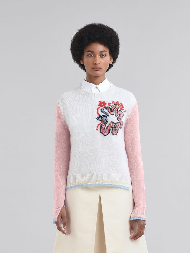 Marni o1f1d3z0326 Wool Jumper with Jacquard Snake in Multicolor Size M / US 6-8 / IT 42-44 - 2 Thumbnail
