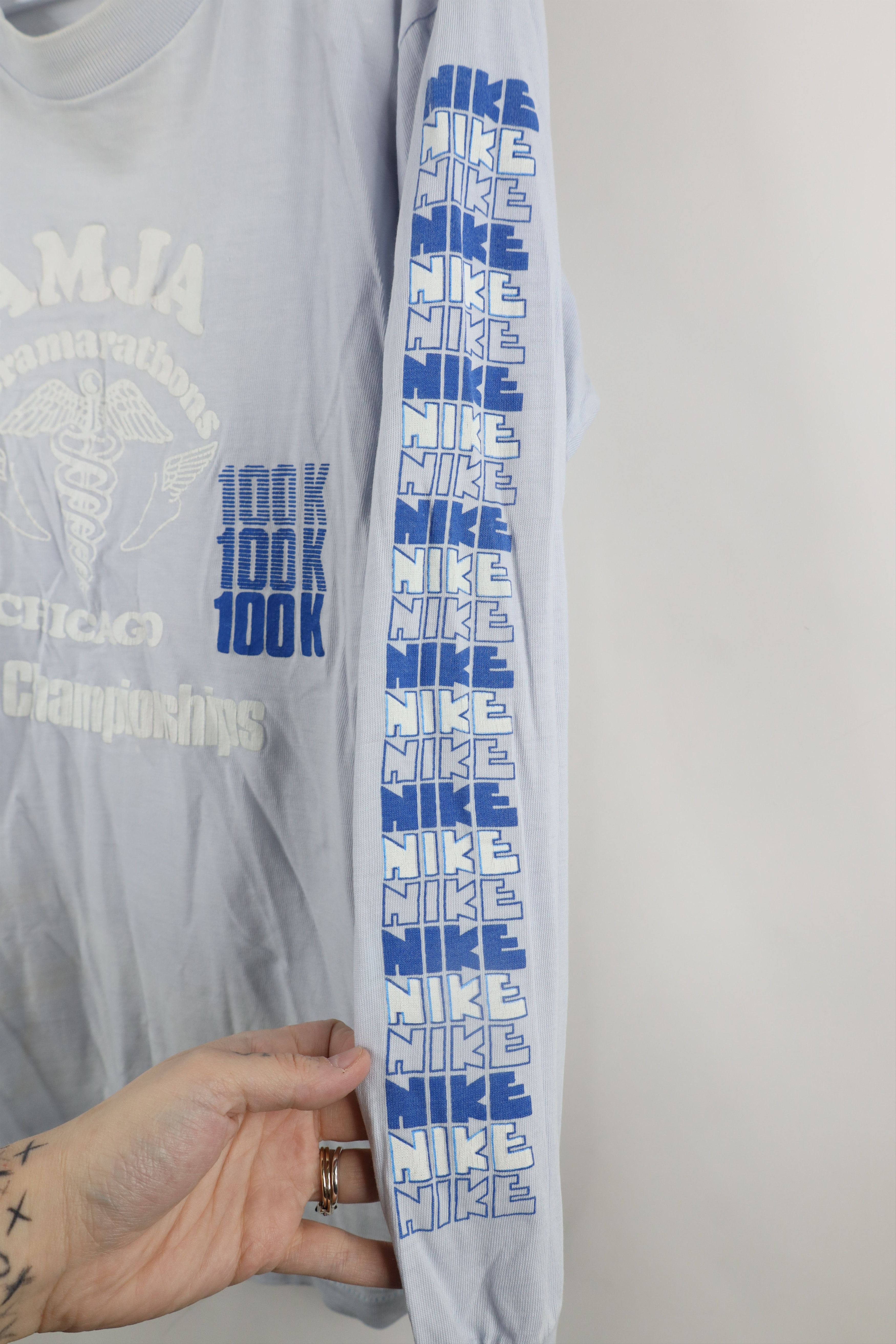 Nike × Vintage Vintage 80s Nike Ultramarathon Chicago Long Sleeve T-Shirt Size US M / EU 48-50 / 2 - 4 Thumbnail