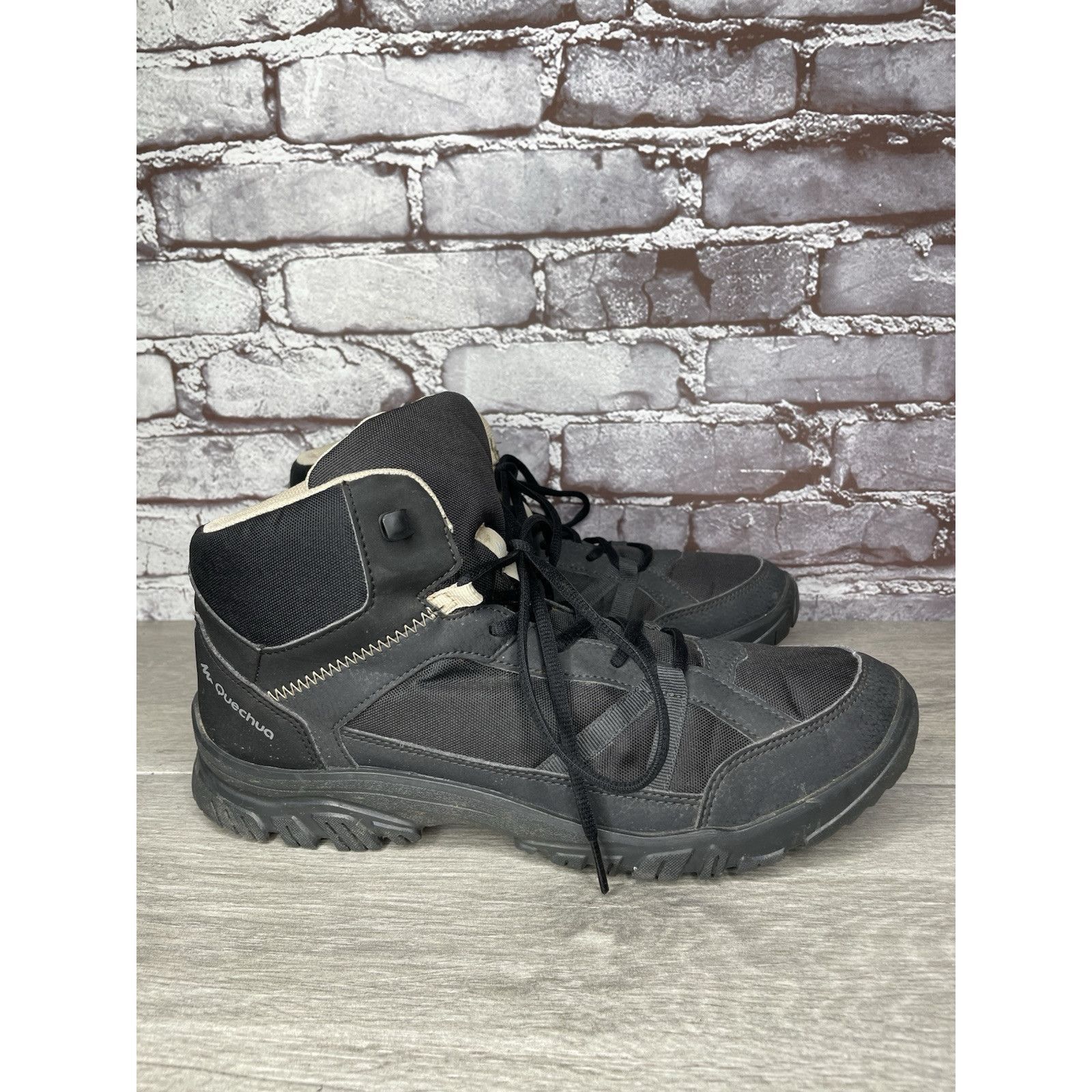 Other Quechua NH100 Black Mesh Lace Up Synthetic Mid Hiking Boots Size US 11.5 / EU 44-45 - 24 Thumbnail