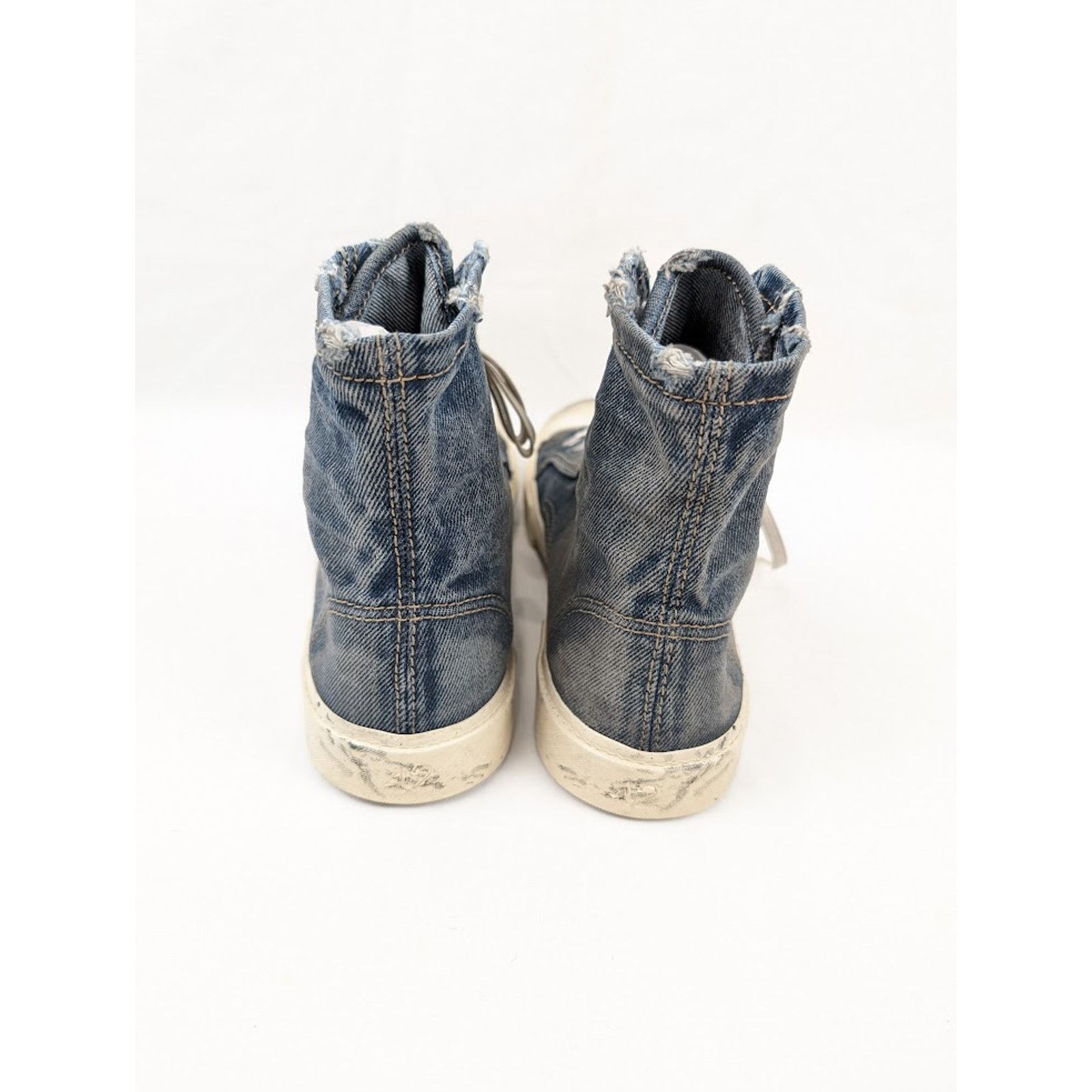 Balenciaga o1rshd1 Q:2 / 90'S Paris High-Top Sneakers in Denim Blue Size US 12 / EU 45 - 18 Thumbnail