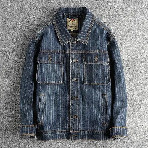 Other American Retro Striped Old Vintage Washed Denim Jacket Size US XL / EU 56 / 4 - 1 Thumbnail