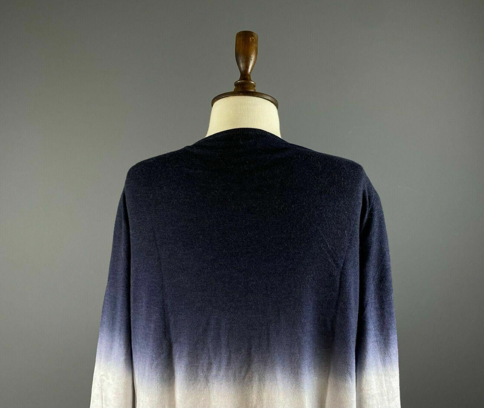 Designer FFC Blue White Gradient Boat Neck Wool Jumper Size XL Size XL / US 12-14 / IT 48-50 - 7 Thumbnail