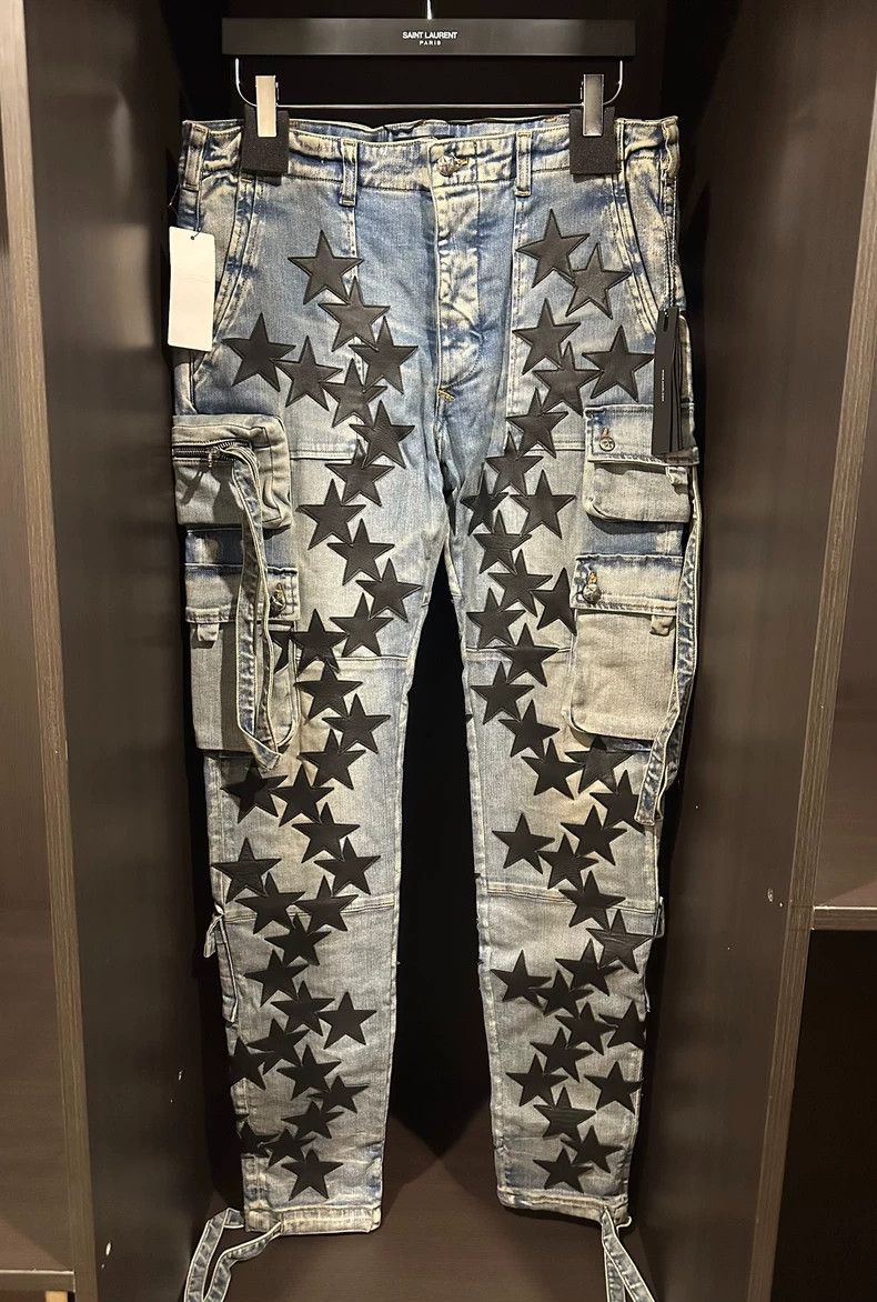 Amiri Amiri Chemist Denim Cargo Pants with Stars Size US 36 / EU 52 - 1 Thumbnail