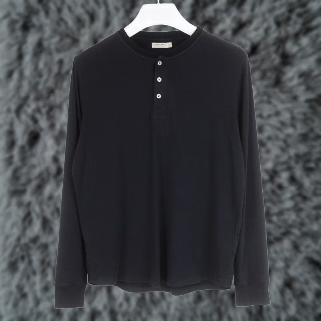 Suitsupply SUITSUPPLY Pima Cotton T-Shirt Long Sleeve Pullover Navy Stretch XL Men's Size US XL / EU 56 / 4 - 1 Thumbnail