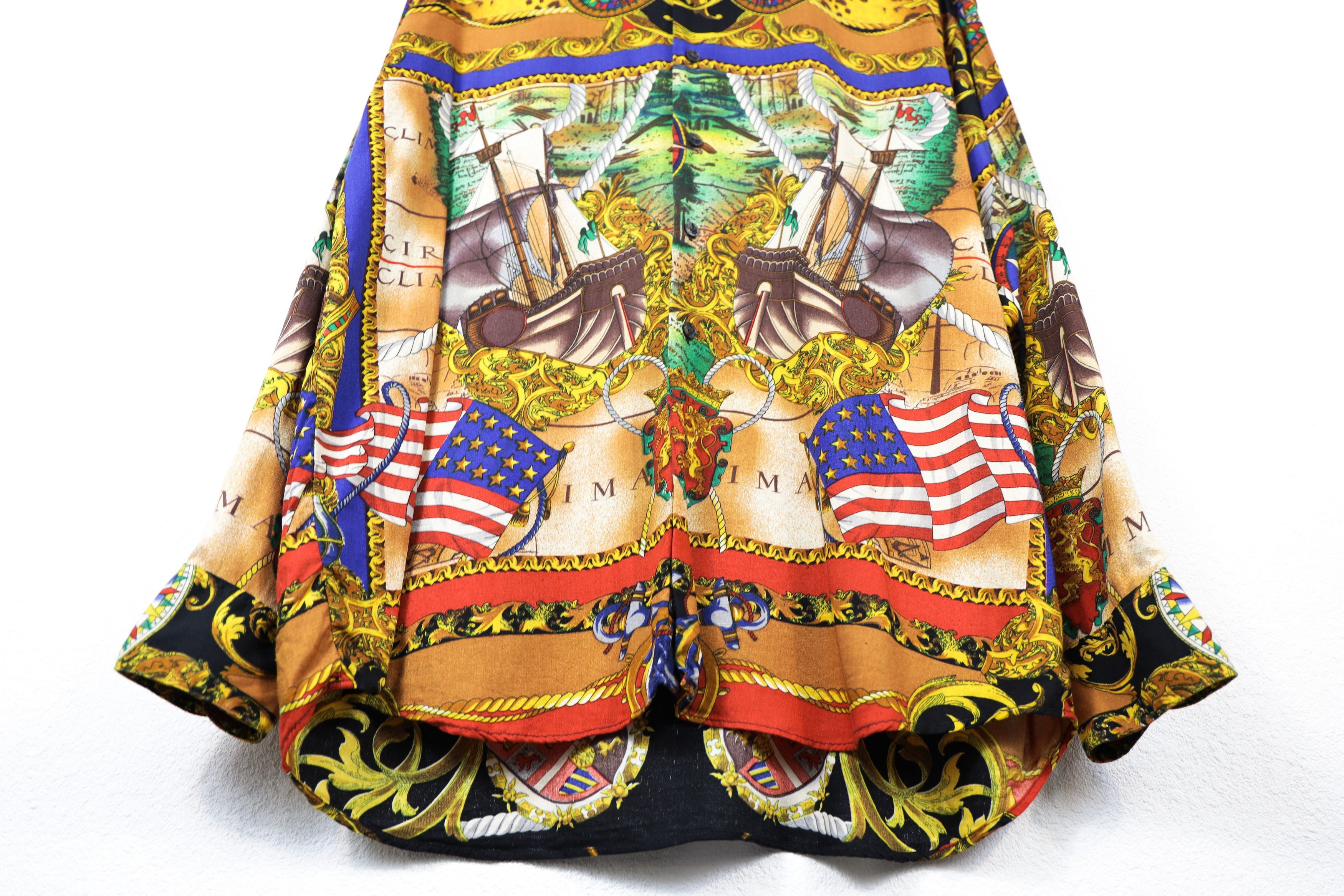 Designer Vintage Britain Baroque Printed Viscose Shirt Size US M / EU 48-50 / 2 - 3 Thumbnail