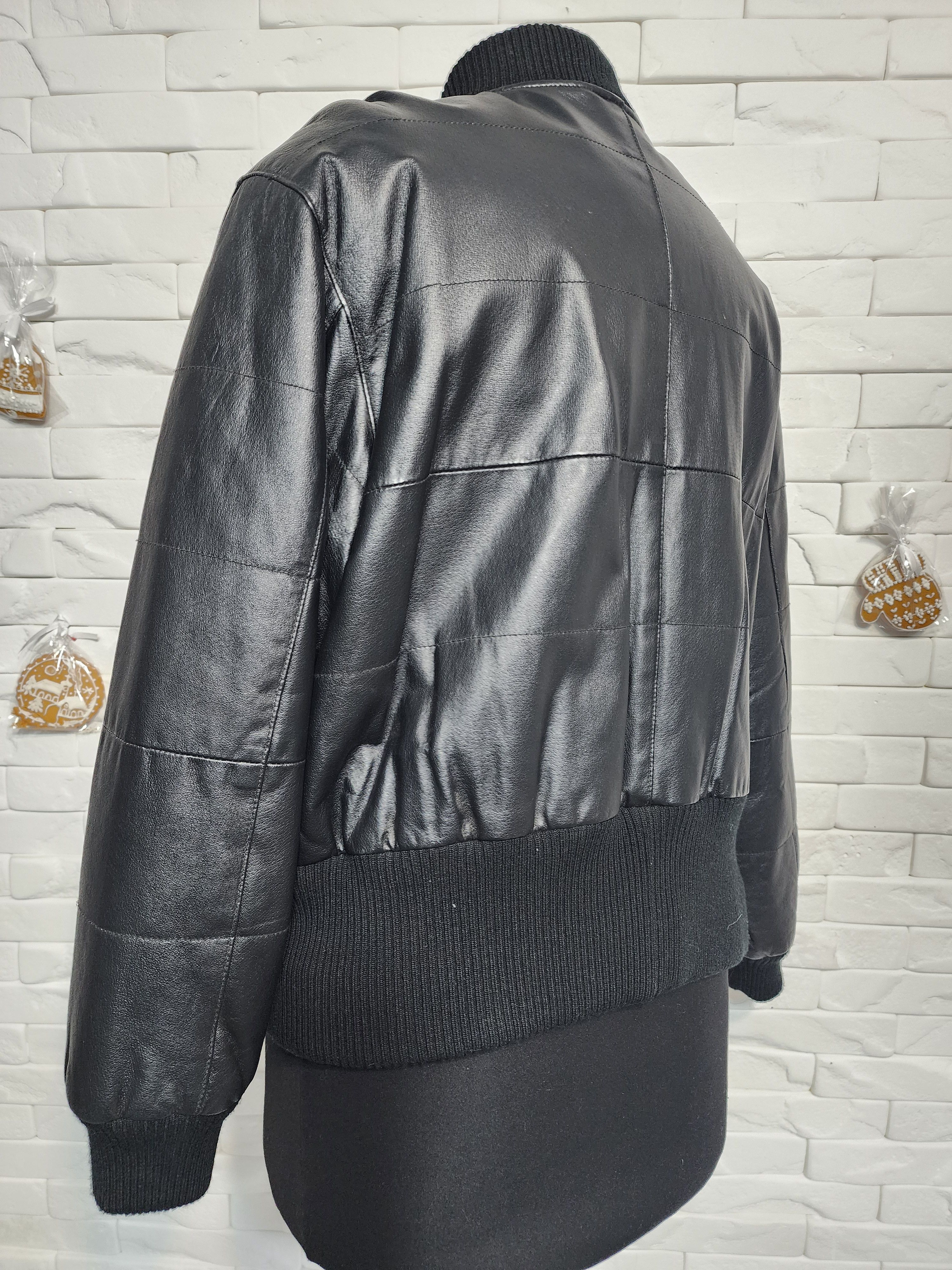 Other Black Leather Quilted Jacket: Men's Metal Zipper Bomber Size US L / EU 52-54 / 3 - 6 Thumbnail