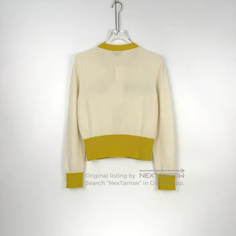 Chanel Chanel Beige yellow edge classic large logo cashmere cardi Size M / US 6-8 / IT 42-44 - 4 Thumbnail