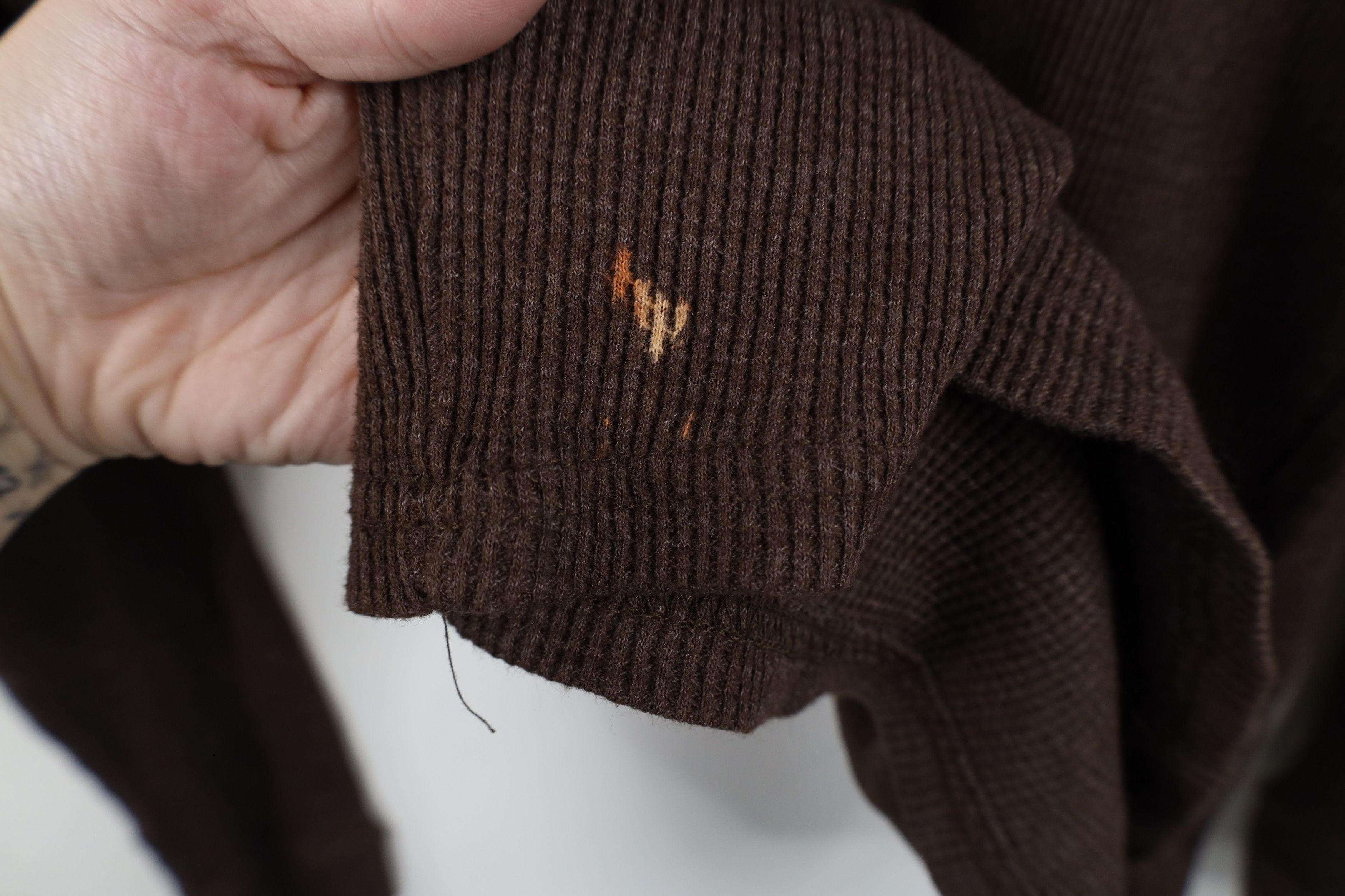 Vintage Vintage 90s Y2K Streetwear Thermal Waffle Knit T-Shirt Brown Size US XL / EU 56 / 4 - 7 Thumbnail