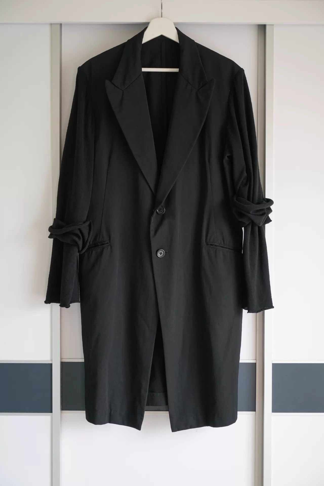 Yohji Yamamoto Black Longline Button-Front Coat Size M Size US M / EU 48-50 / 2 - 1 Thumbnail