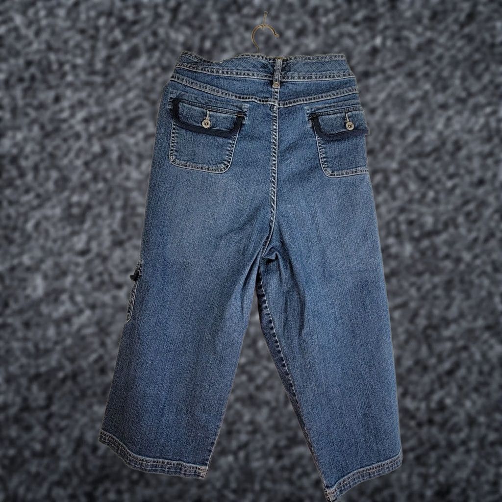 Vintage Chico's Platinum Womens High Rise Denim Wide-Leg Cargo Jeans Size 3 Blue Stretch Size 26" / US 2 / IT 38 - 1 Thumbnail