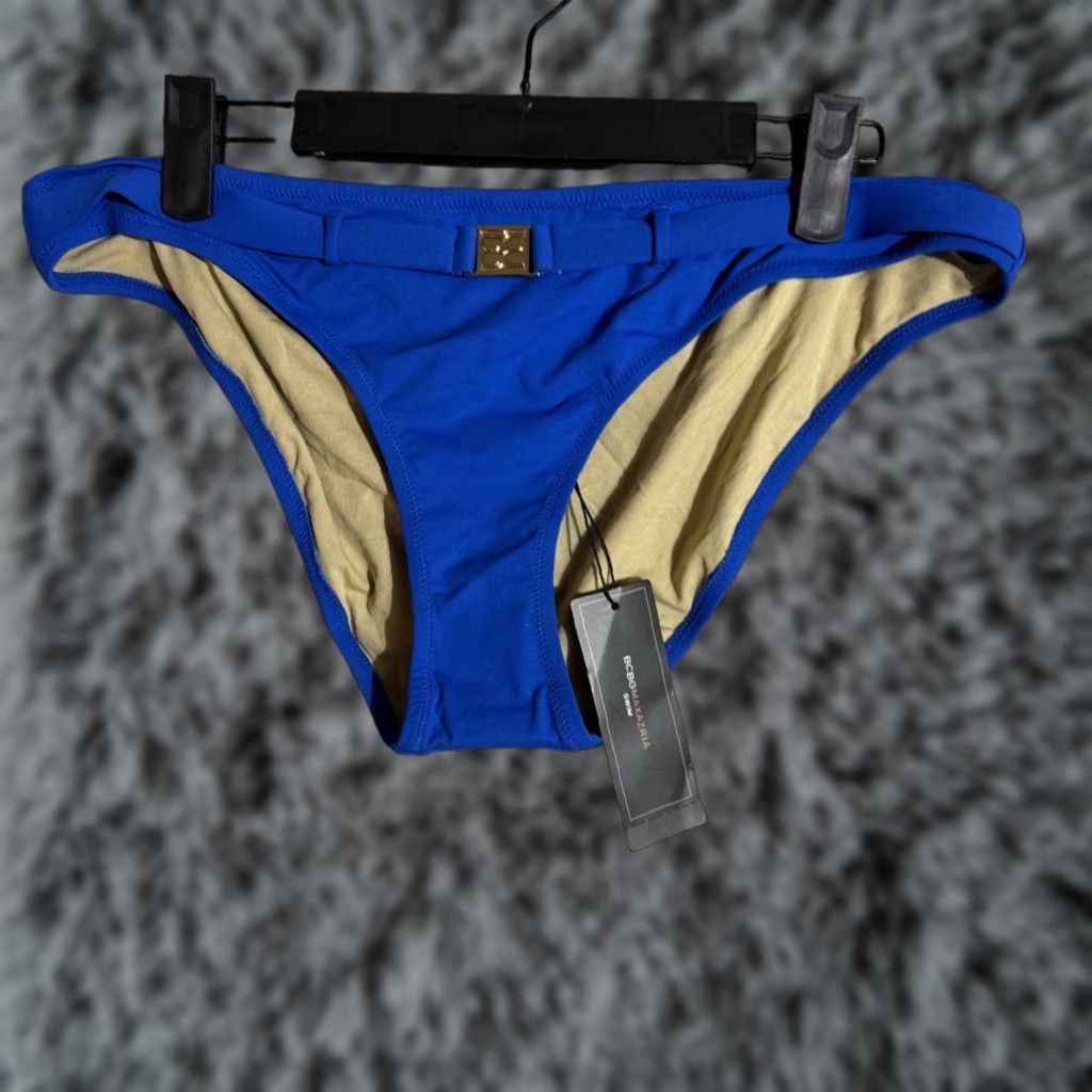 Bcbgmaxazria BCBGMAXAZRIA Bikini Bottom Women Large Buckle Minimalist Swimwear Y2K Style Blue Nylon Spandex Size 36" / US 14 / IT 50 - 1 Thumbnail
