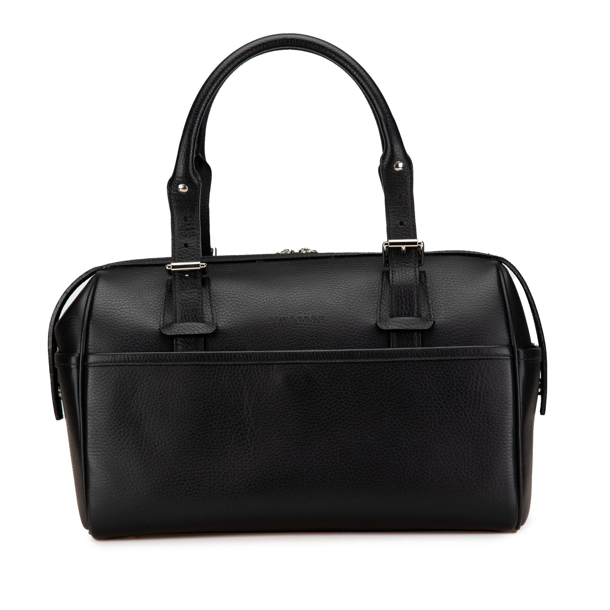 バッグ Vtg Burberrys Boston Bag Black Leather Burberry Leather Boston Bag Black