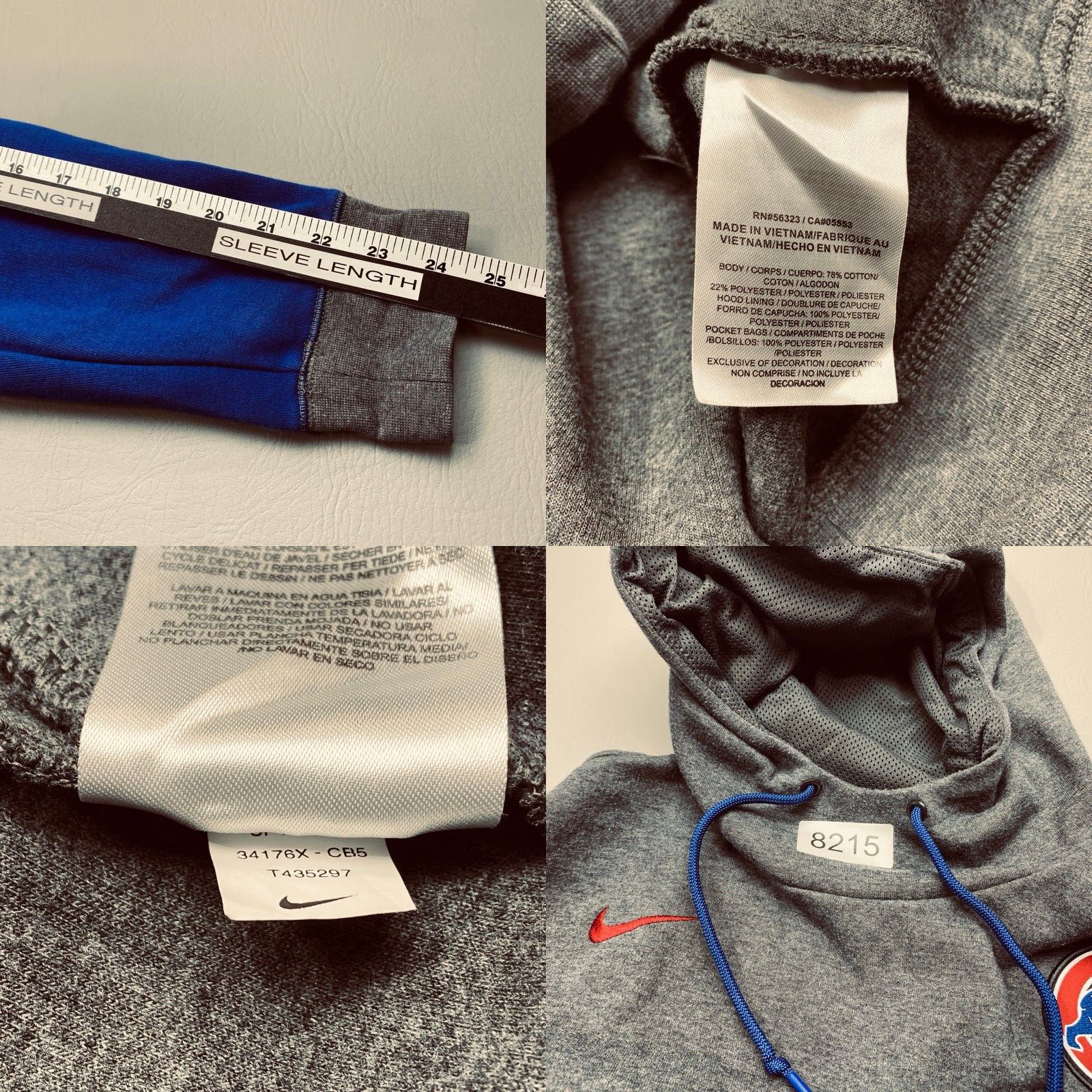 Nike NIKE BSBL CHICAGO CUBS Mens Large Hoodie Gray Chest Pocket Heavy Sweatshirt 8215 Size US L / EU 52-54 / 3 - 9 Thumbnail