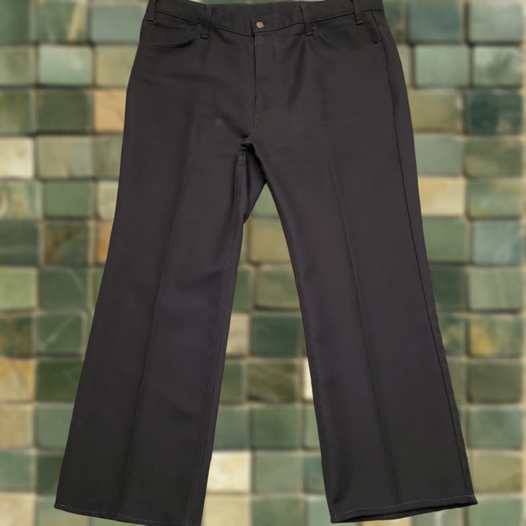 Levi's VINTAGE Levi's Pants Mens 42x32 Black 100% Dacron Polyester Western Made In USA Dress Pants Regular Twill Bootcut Flat Front Casual Pockets 90s Mens Size US 42 / EU 58 - 1 Thumbnail
