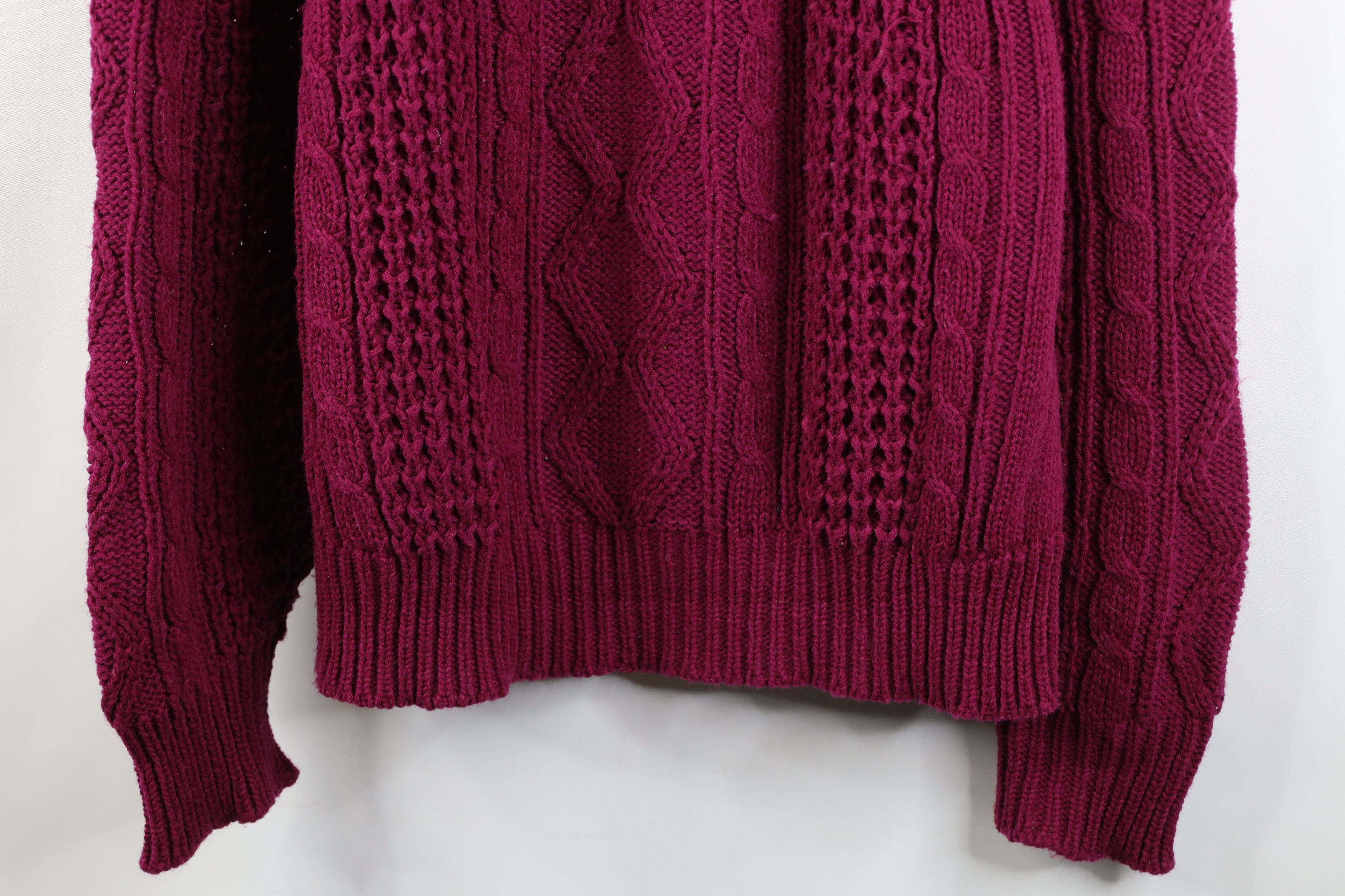 Vintage Vintage 90s Streetwear Cable Knit Fisherman Sweater Purple Size XL / US 12-14 / IT 48-50 - 3 Thumbnail