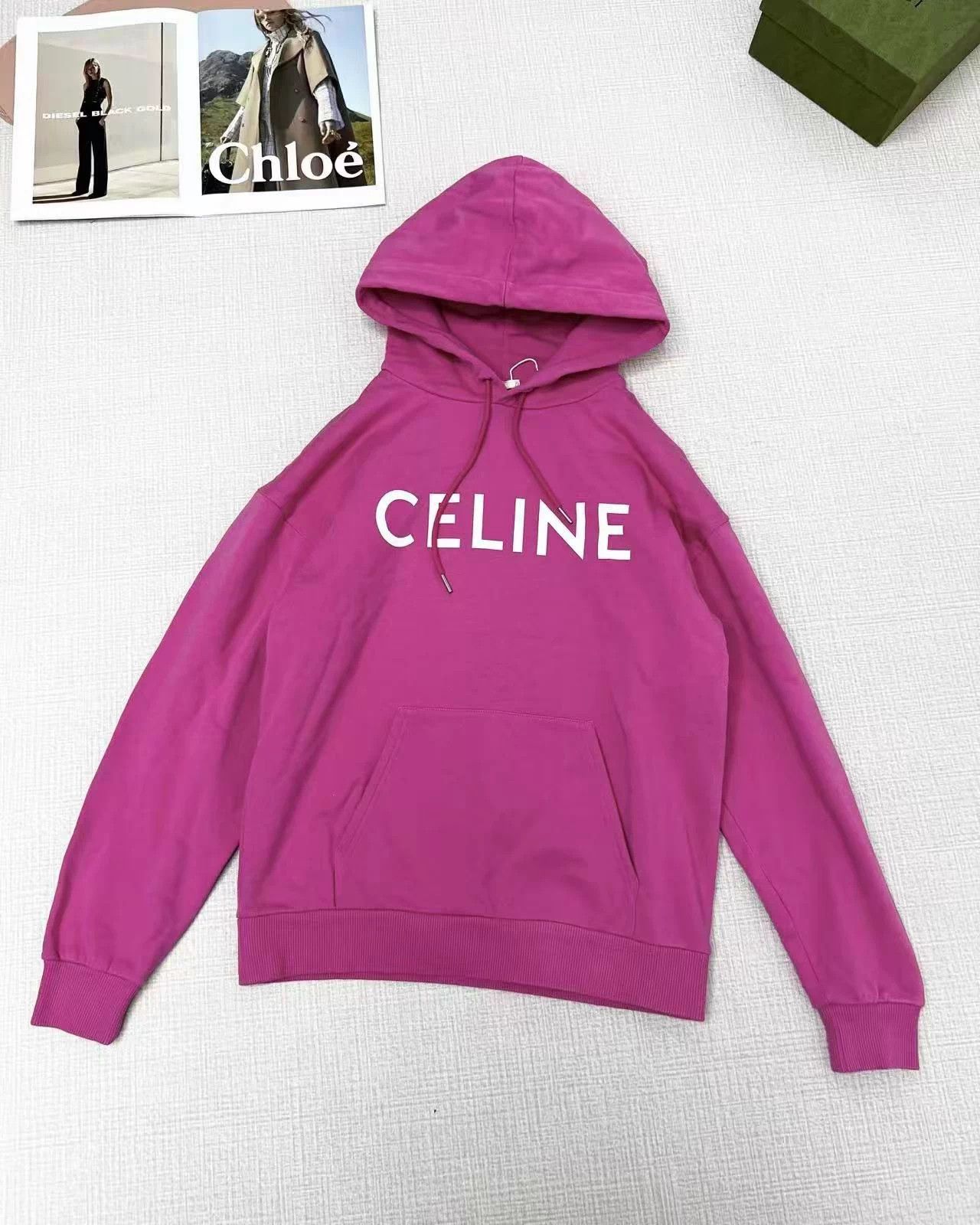 Celine Celine hot pink sweatshirt S white lettering Size S / US 4 / IT 40 - 1 Thumbnail