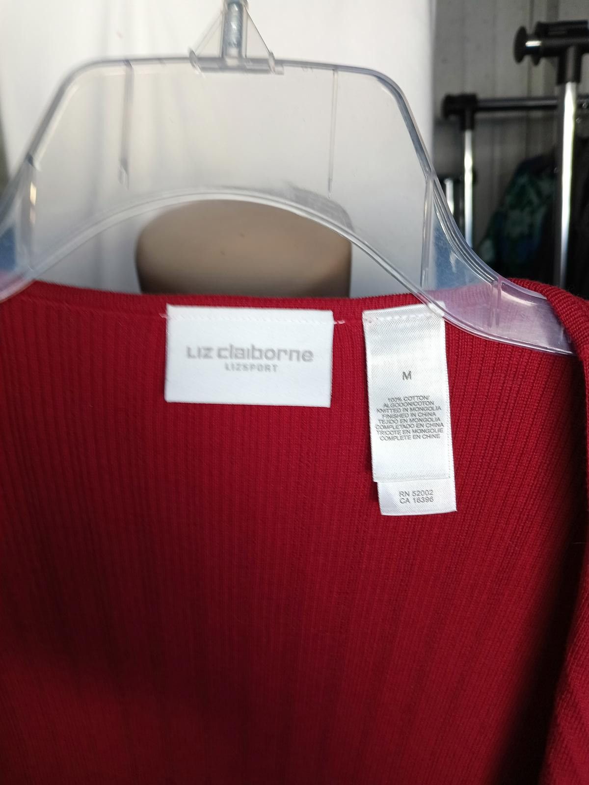 Designer Liz Claiborne Ribbed Red Cardigan - Stylish and Comfortable Size M / US 6-8 / IT 42-44 - 3 Thumbnail