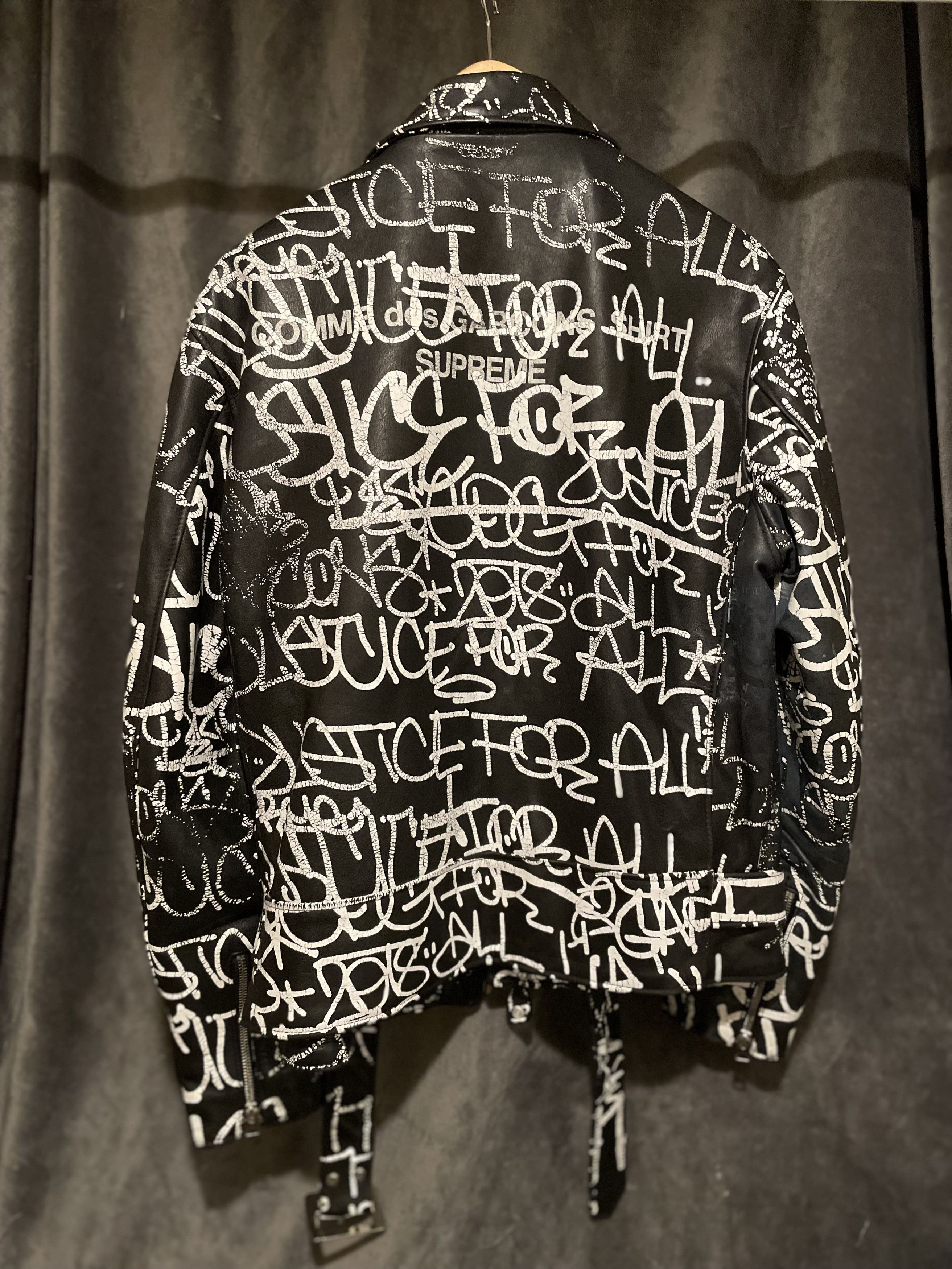 image of Supreme X Comme Des Garcons x Schott Perfecto Biker Jacket in Black, Men's (Size Medium)