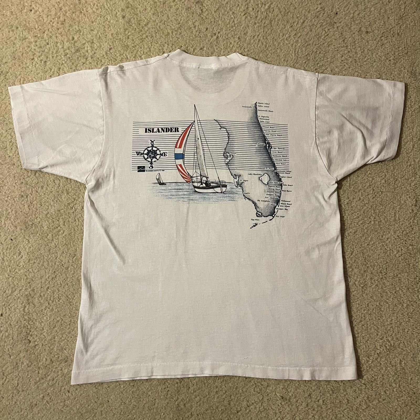 Designer VTG 80s Jacksonville Travel Single Stitch White Graphic Tee Size US XL / EU 56 / 4 - 1 Thumbnail