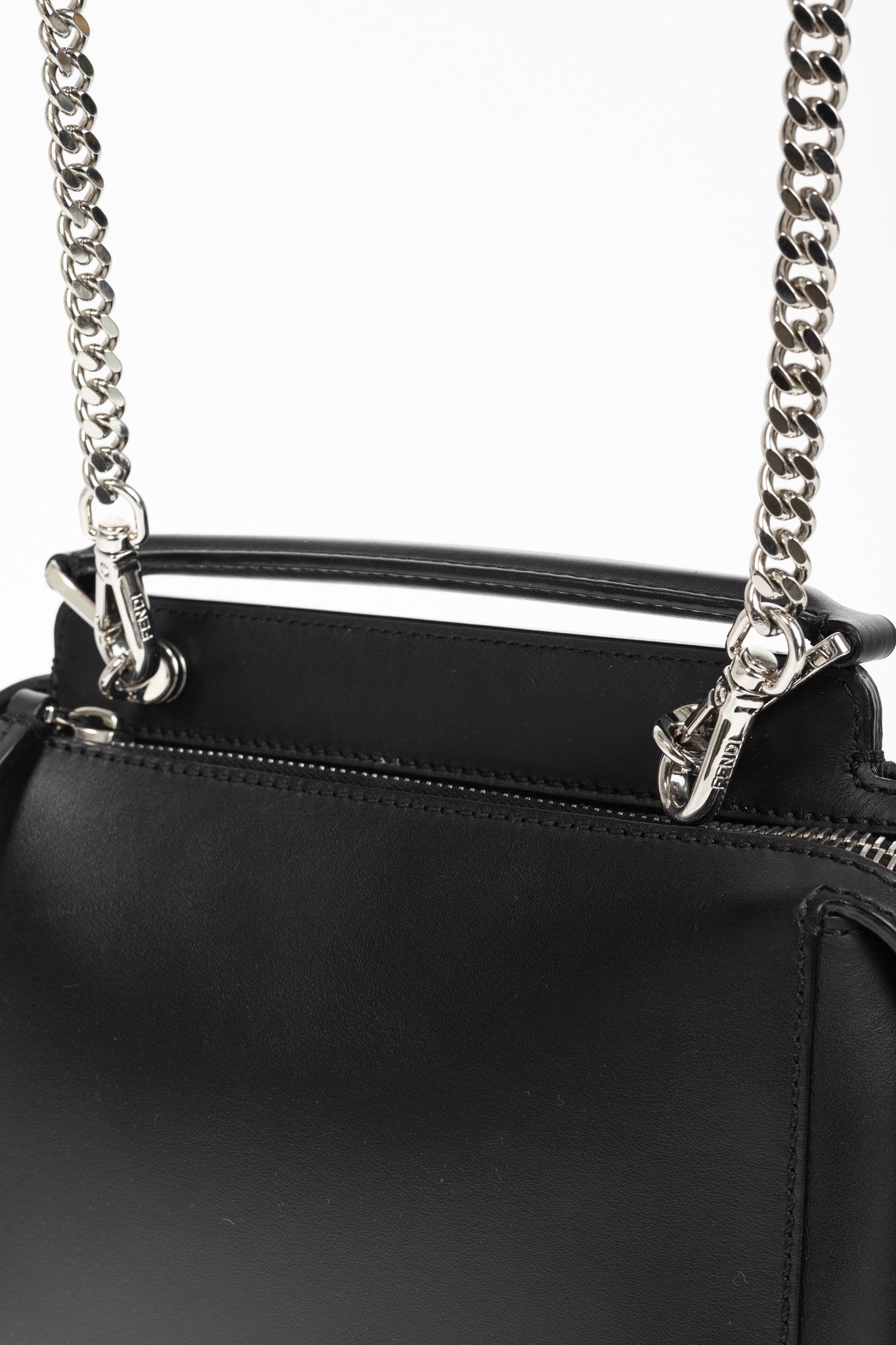 Fendi Fendi Dotcom Whipstitch Black Leather Satchel Size ONE SIZE - 7 Thumbnail