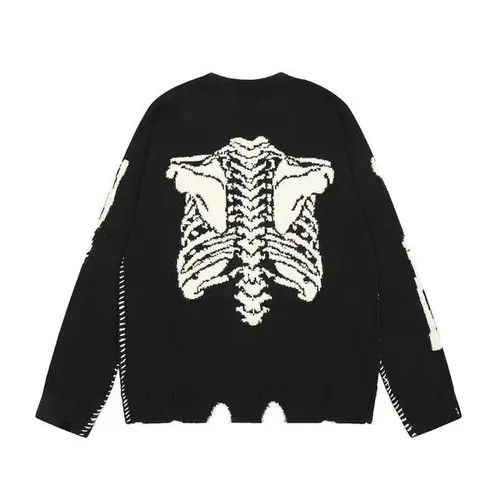 Aran Isles Knitwear × Japanese Brand High-Street Skeleton Bone Vintage Knitted Sweater Size US M / EU 48-50 / 2 - 2 Thumbnail