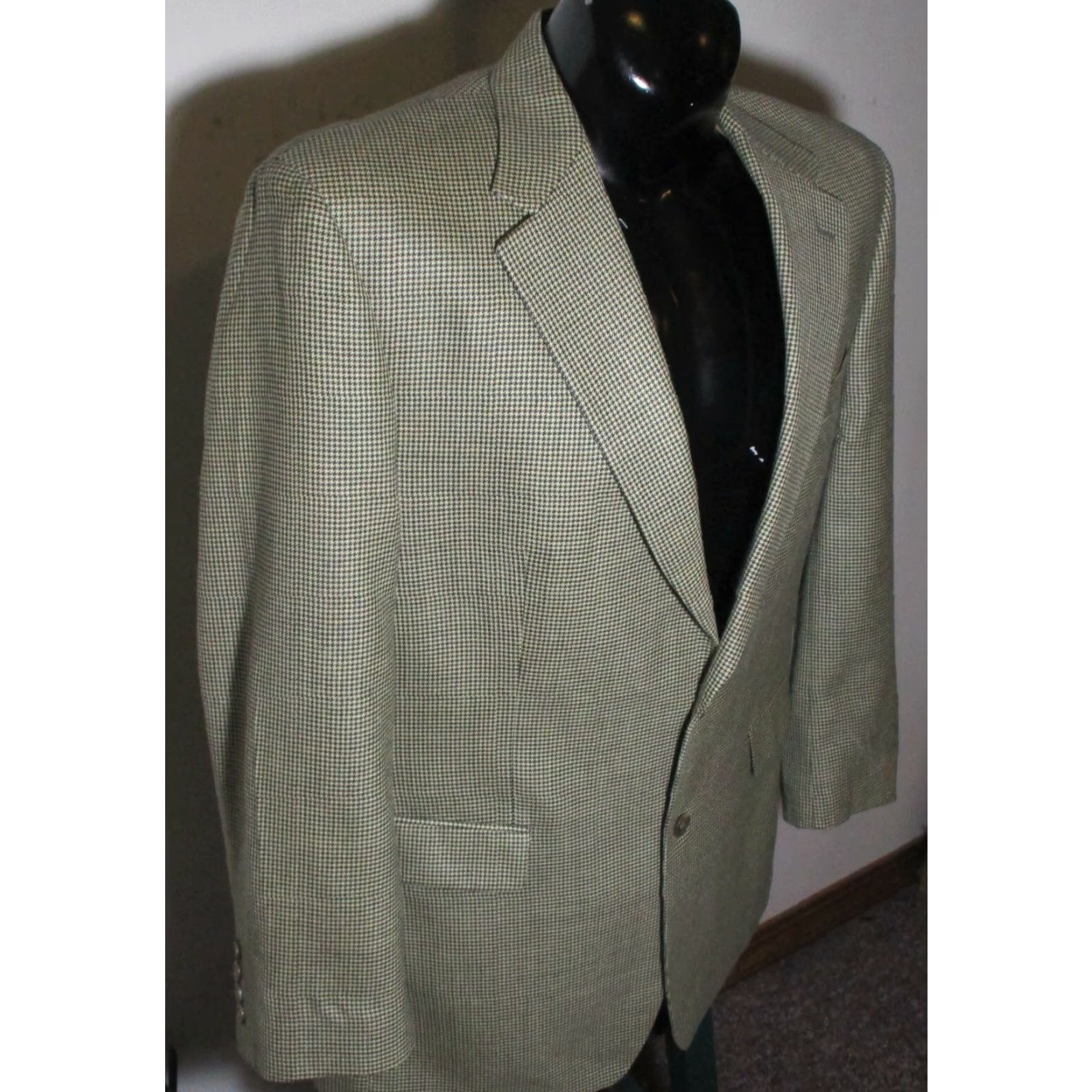 Ralph Lauren LAUREN Ralph Lauren Tan Brown Silk Wool Blazer Jacket 44L Men Blazer Classic Two-Button Single-Breasted Check Vintage No Size 44R - 3 Thumbnail