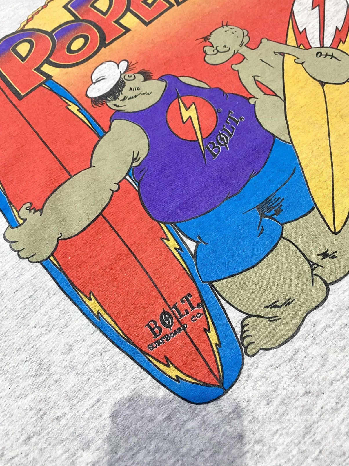 Cartoon Network × Lightning Bolt × Vintage Vintage 1994 Popeye & Brutus Surfboard Tshirt Lightning Bolt Size US L / EU 52-54 / 3 - 5 Thumbnail