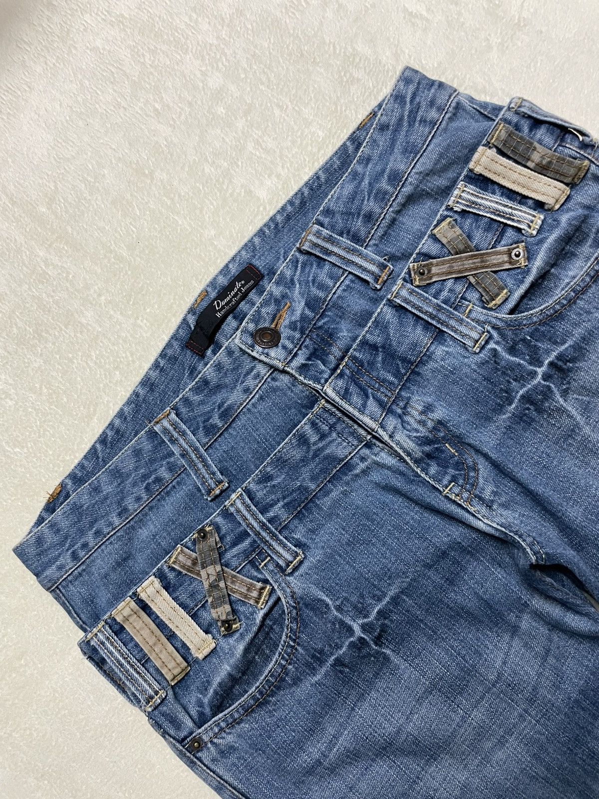 Japanese Brand Vintage Dominate Double Waist Mudwash Denim Jaens Size US 35 - 6 Thumbnail