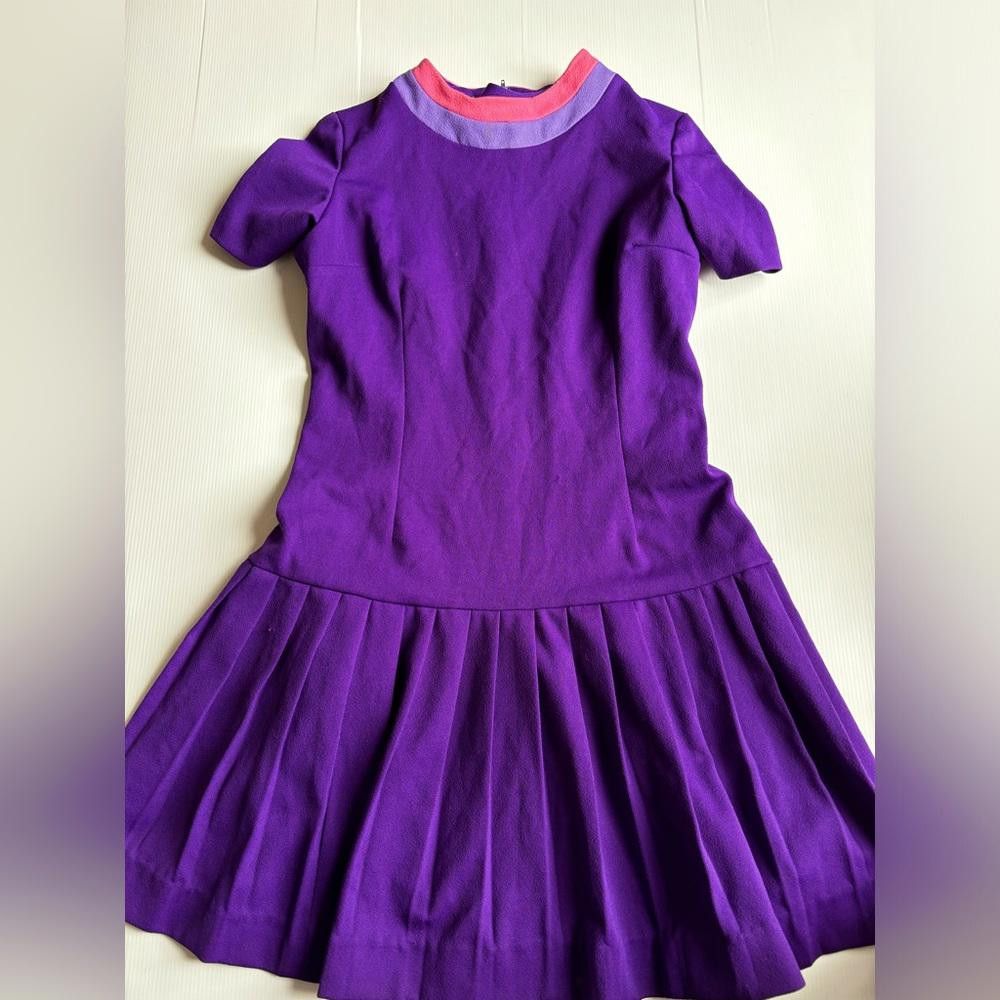 Designer Vintage purple pleated dress Size M / US 6-8 / IT 42-44 - 1 Thumbnail