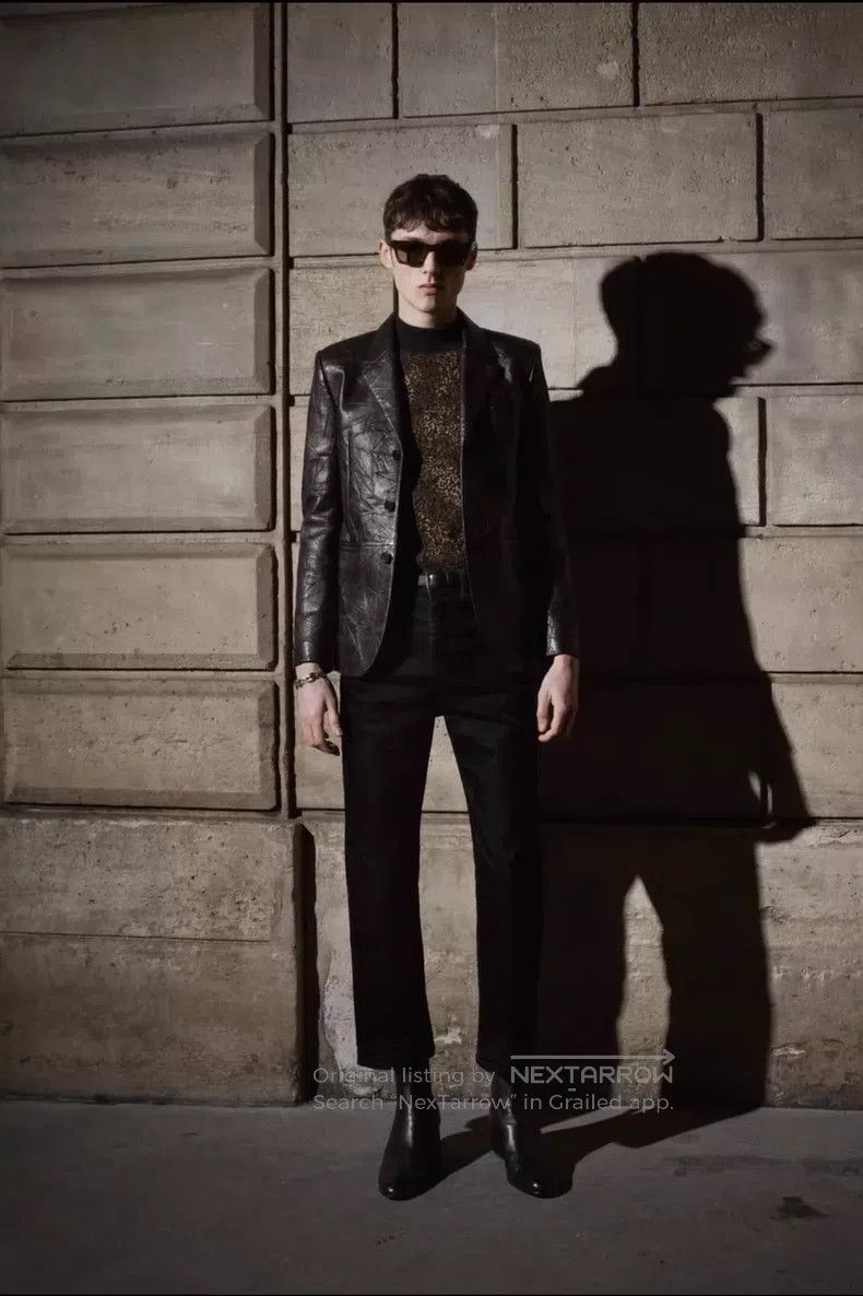 Saint Laurent Paris Saint Laurent Paris Black Flocked Rubber Brushed Straight Size US 29 - 8 Thumbnail