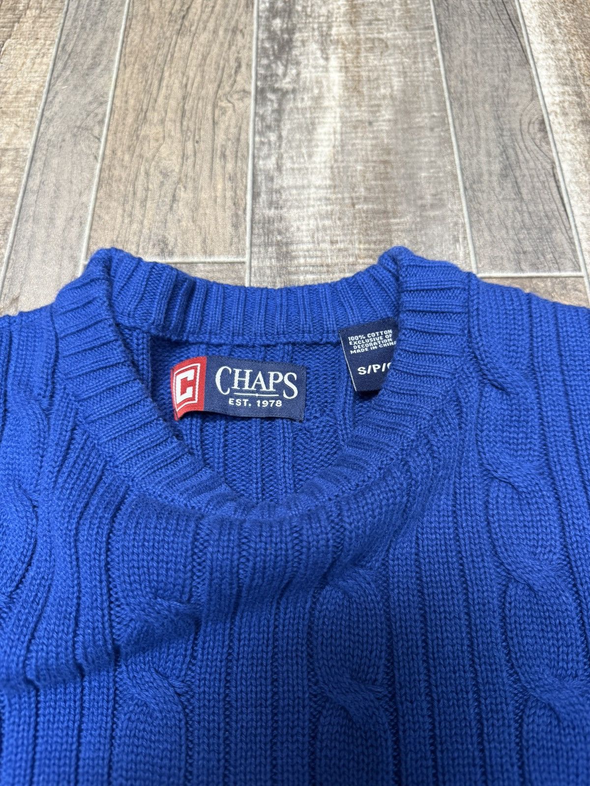 Chaps Ralph Lauren 90s Royal Blue Cable Knit Champs Jumper by Ralph Lauren Size US S / EU 44-46 / 1 - 5 Thumbnail