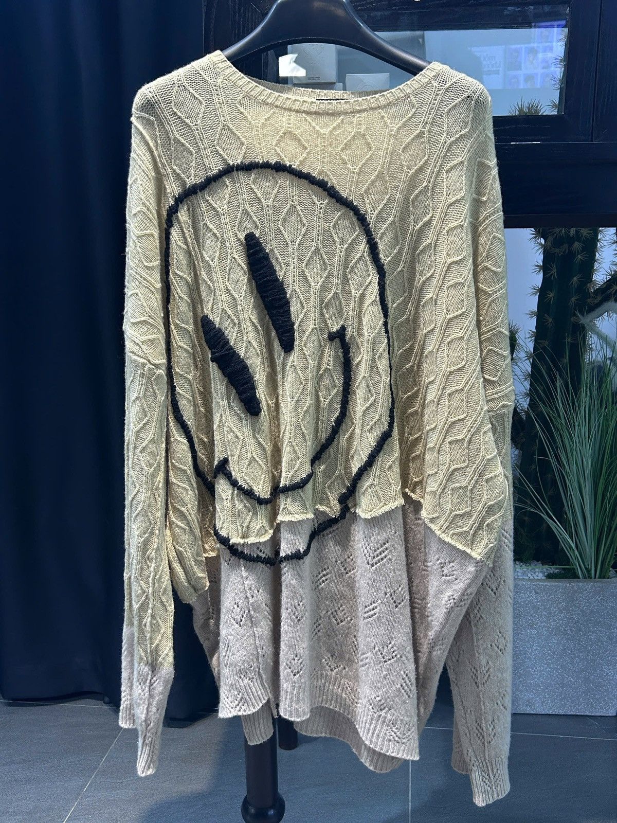 Raf Simons Raf Simon Yellow And Beige Oversized Merino Smiley Sweater Size US XS / EU 42 / 0 - 1 Thumbnail