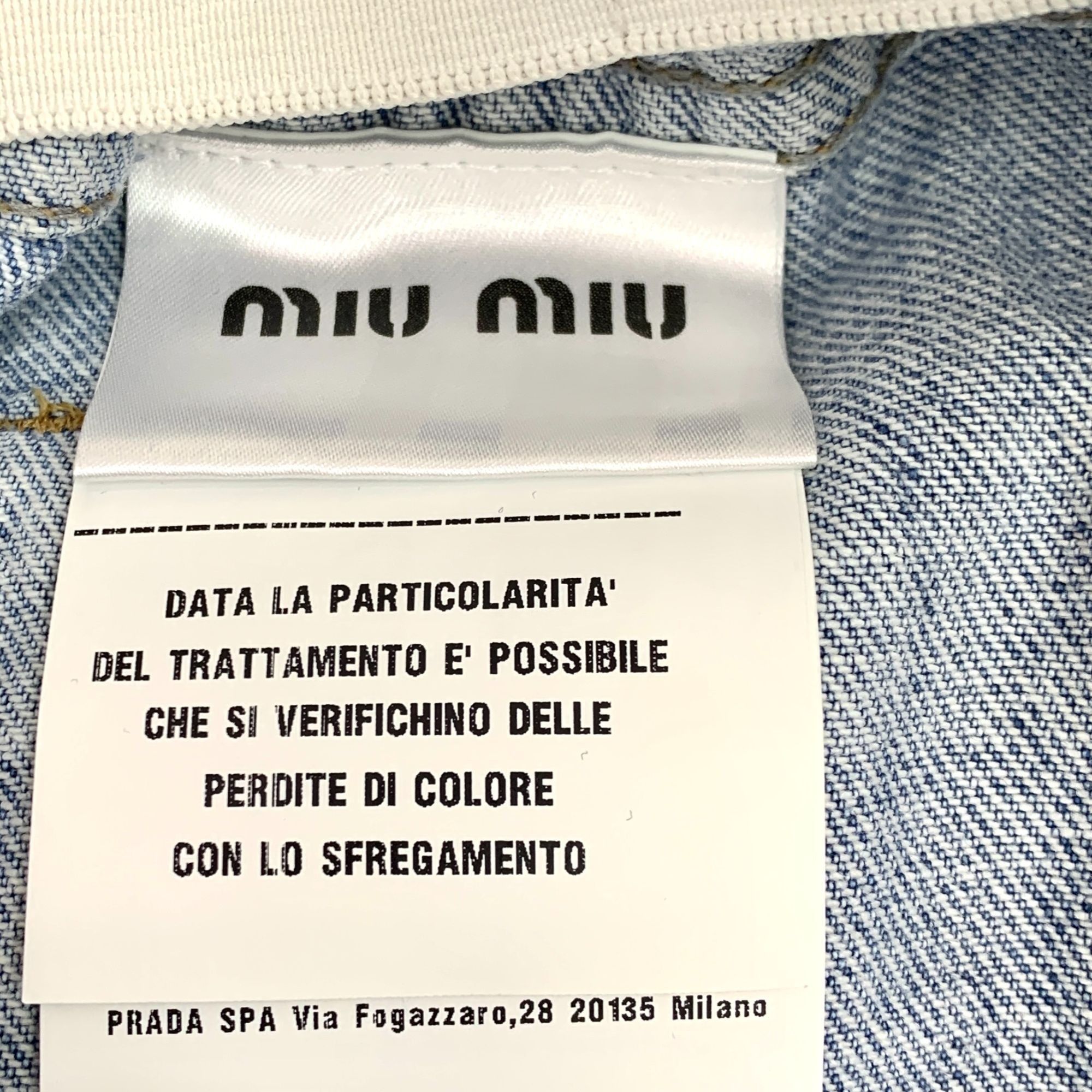 Miu Miu Miu Miu Blue Denim Skirt With Frayed Hem & Logo Pocket Size Size 25" / US 0 / IT 36 - 4 Thumbnail
