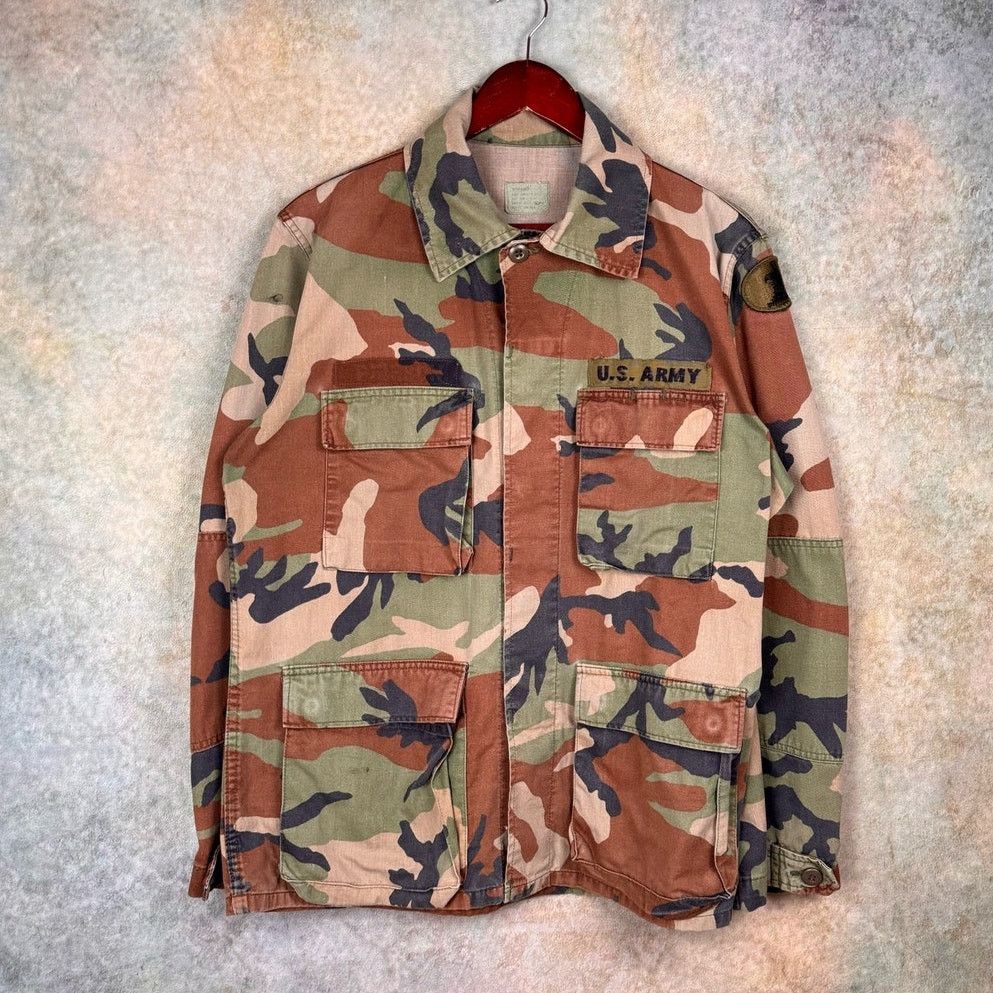 Vintage VTG 70s US Army Camo Shirt Mens Sz M Patch Military Size US M / EU 48-50 / 2 - 1 Thumbnail