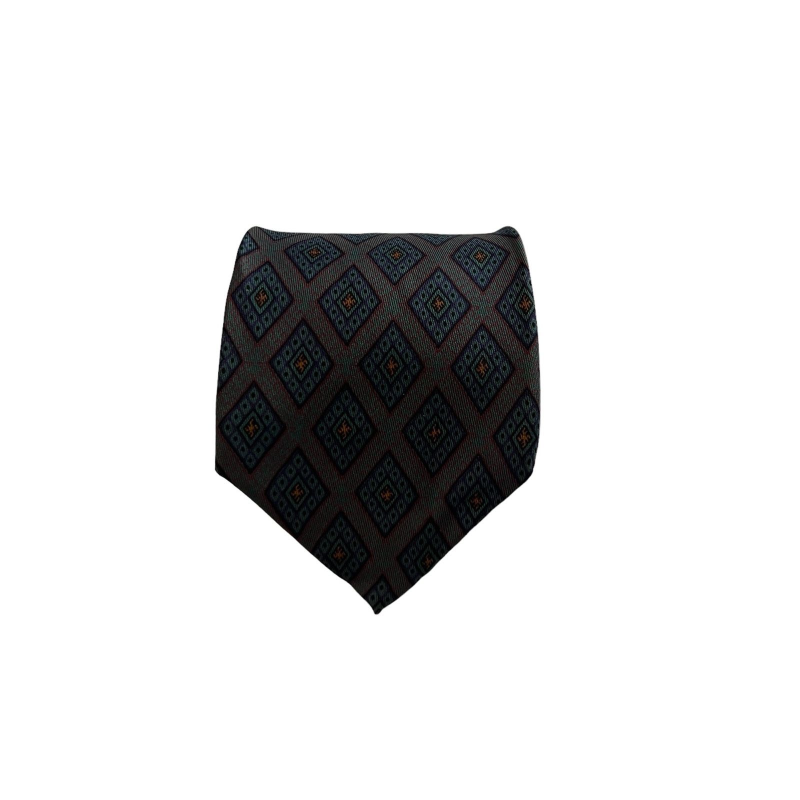 Robert Talbott Robert Talbott Gray Burgundy Blue Yellow Geometric Silk Tie Size ONE SIZE - 5 Thumbnail