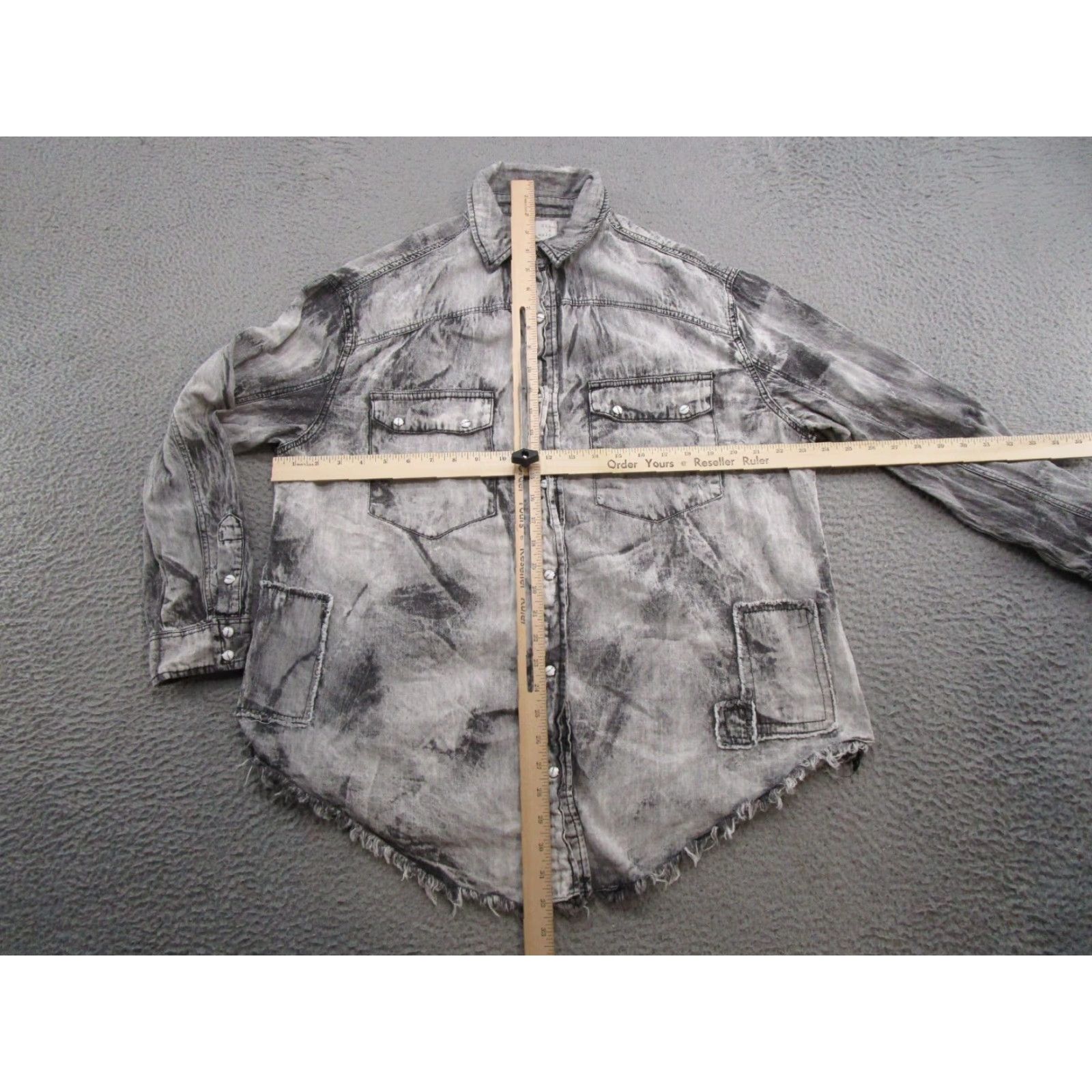 Vintage Oli & Hali Patchwork Snap Up Long Sleeve Shirt M Black Boho Grunge Size M / US 6-8 / IT 42-44 - 4 Thumbnail