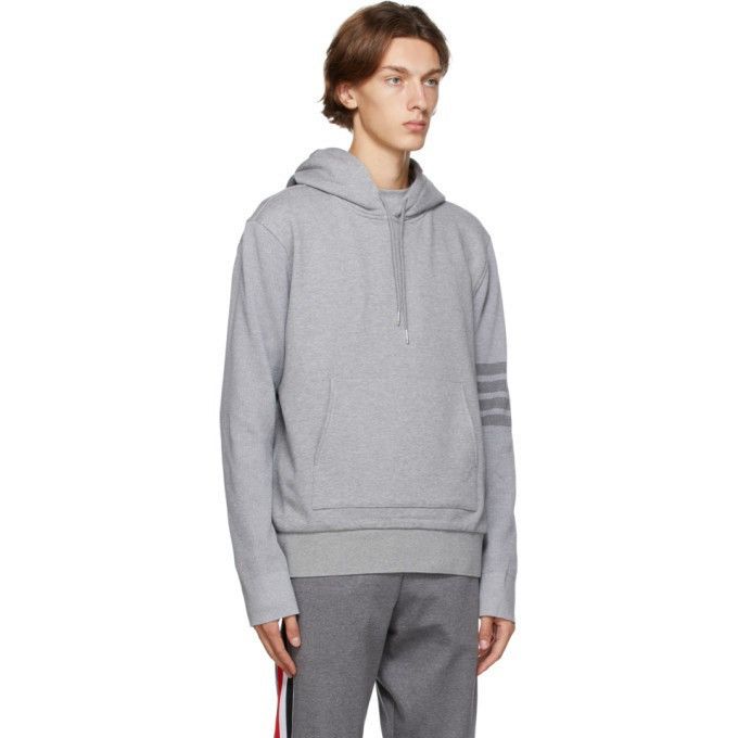 image of Thom Browne Hoodie 4 Bar Loopback in Grey, Men's (Size 2XL)