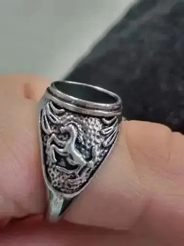 Ring Of Fire Punk Natural Stones Horse Engrave Ring Size ONE SIZE - 1 Thumbnail